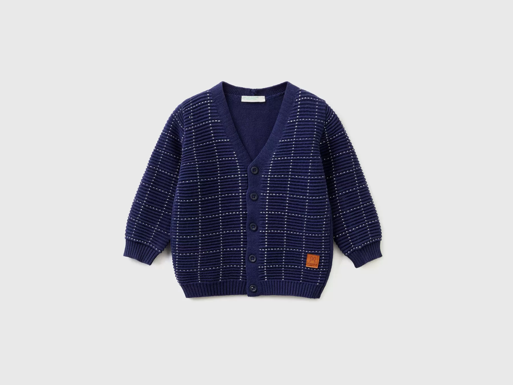 Benetton Cardigan Con Intarsi A Quadri Blu Scuro Outlet