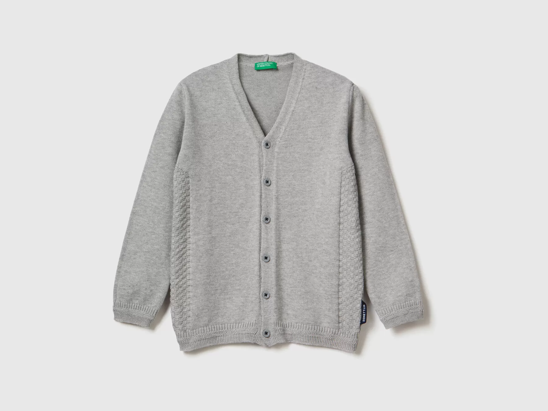 Benetton Cardigan Con Scollo A V Grigio Chiaro Store