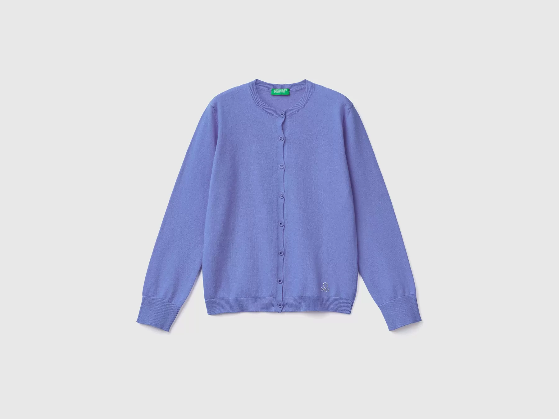 Benetton Cardigan Girocollo In Misto Cotone Pervinca Flash Sale