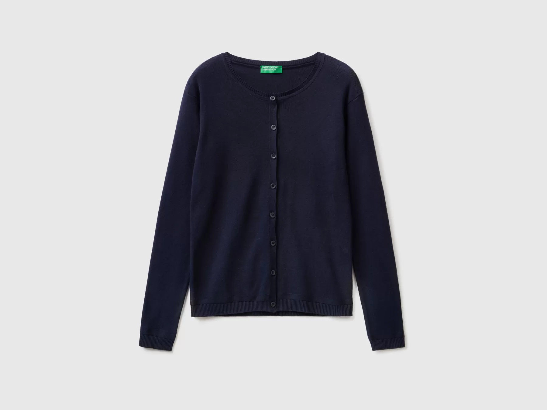 Benetton Cardigan Girocollo In Puro Cotone Blu Scuro Flash Sale