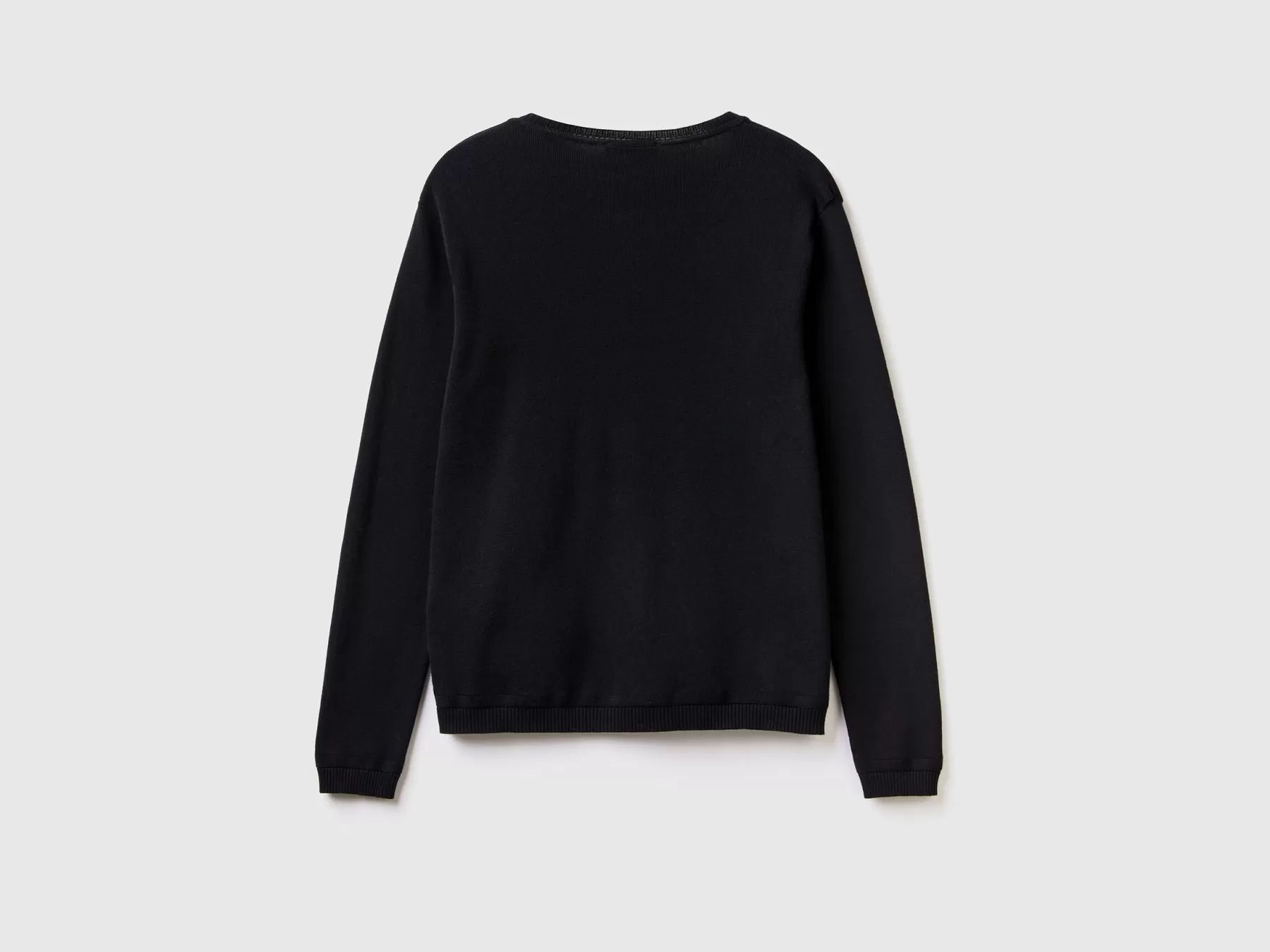 Benetton Cardigan Girocollo In Puro Cotone Nero Sale