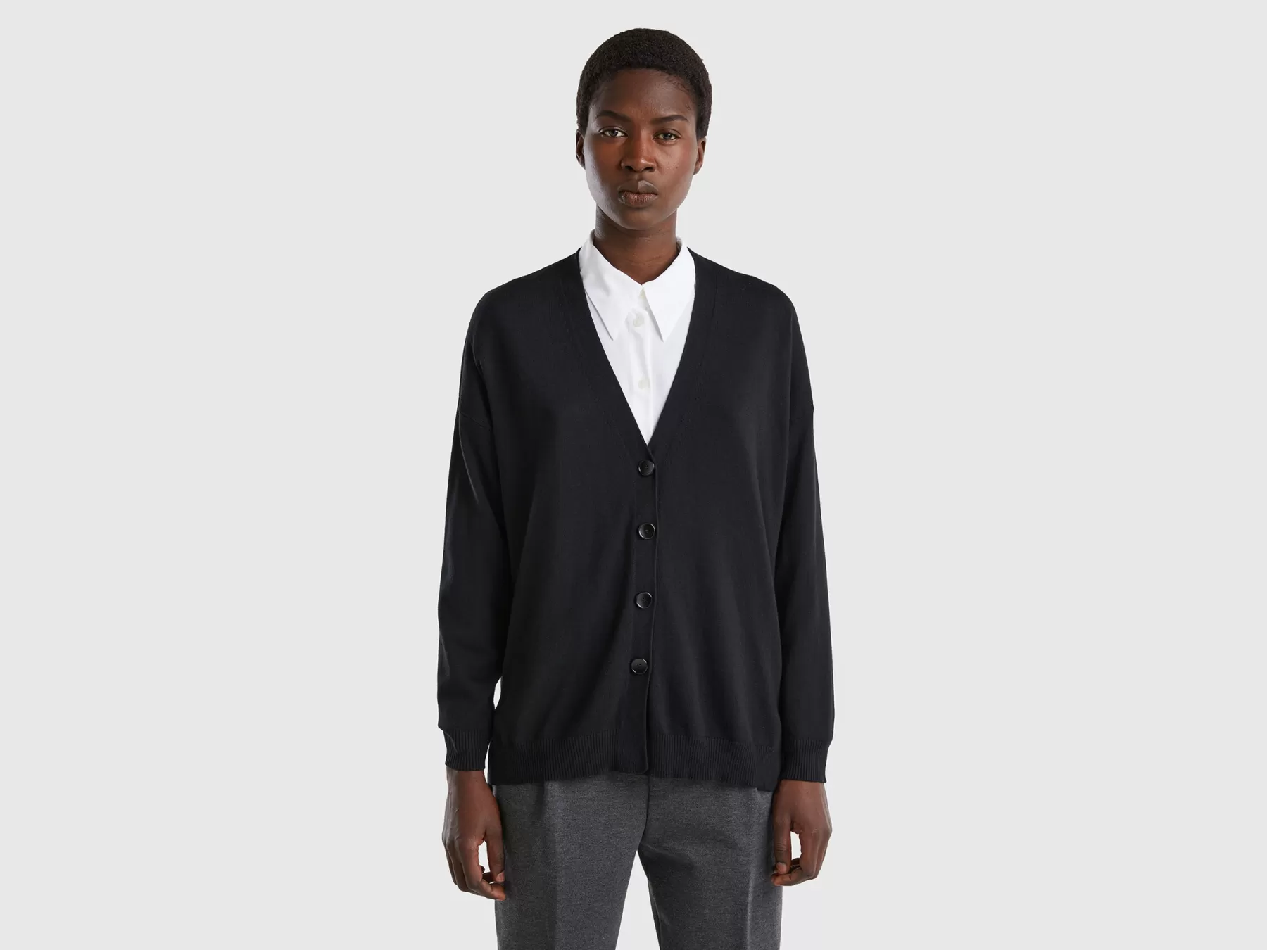 Benetton Cardigan In Cotone E Modal® Nero Fashion