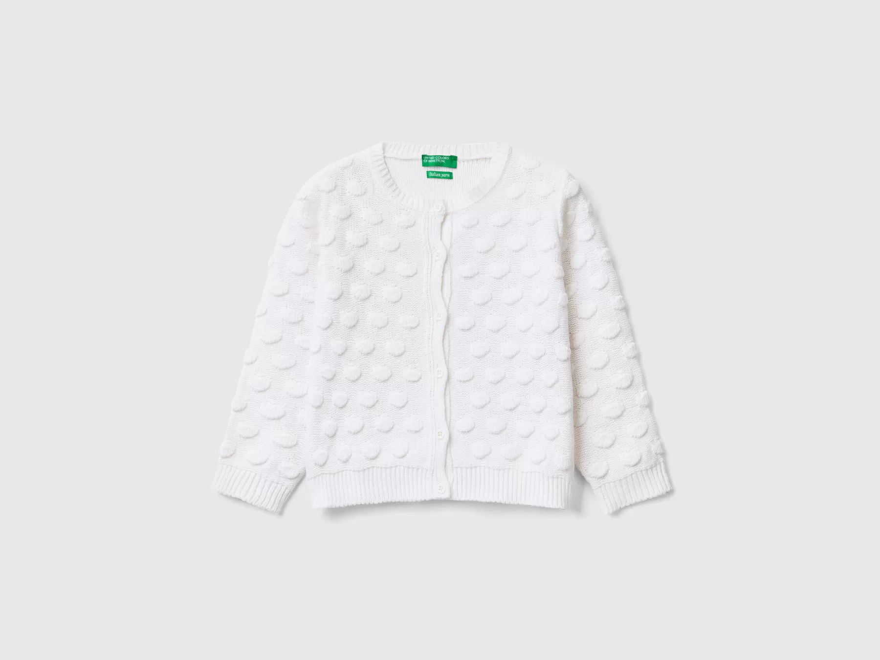 Benetton Cardigan In Misto Cotone Riciclato Bianco Best