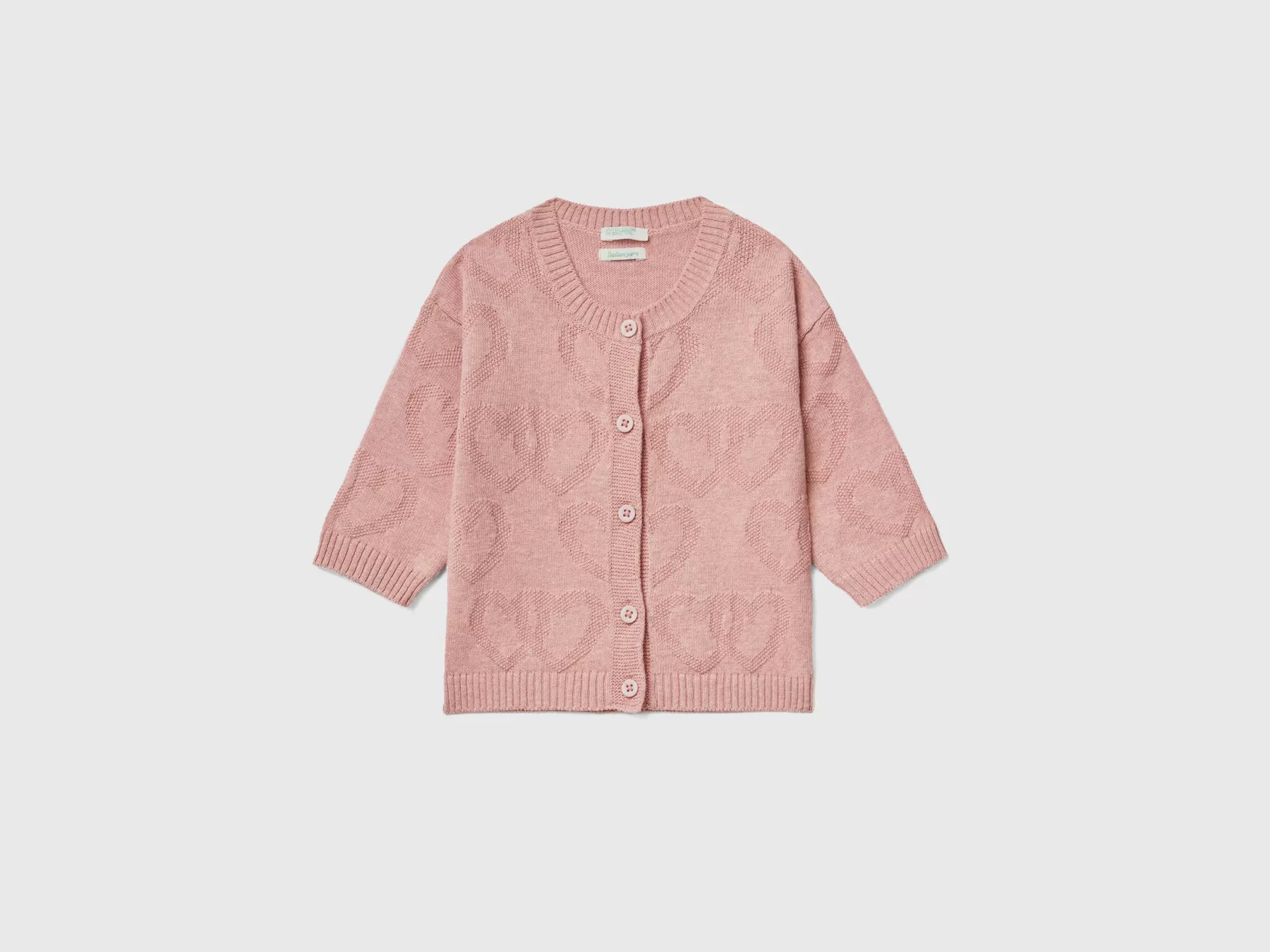 Benetton Cardigan In Misto Cotone Riciclato Rosa Tenue Shop