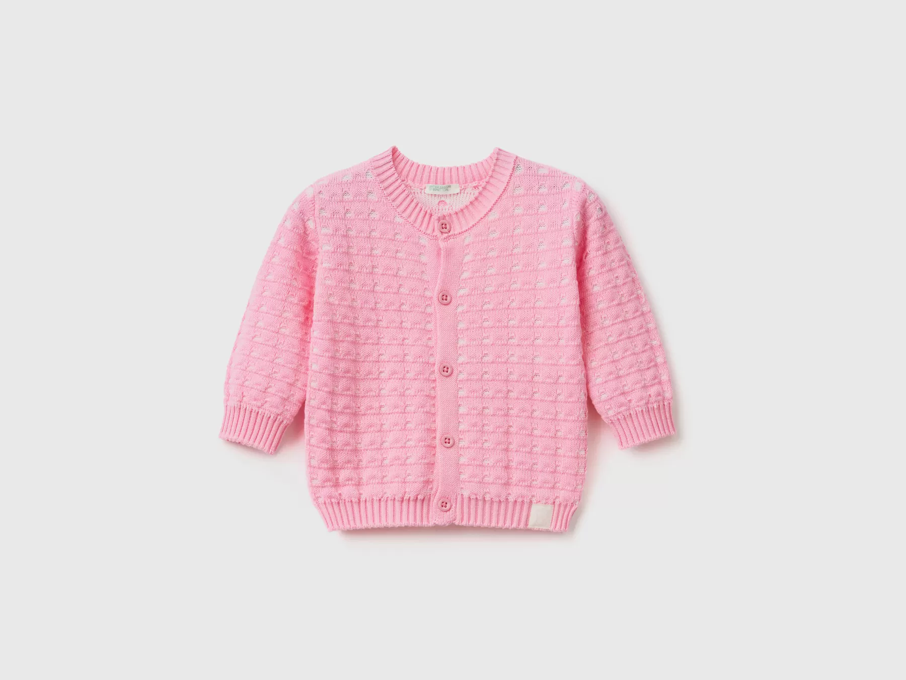 Benetton Cardigan Lavorato Con Bottoni Rosa Best Sale