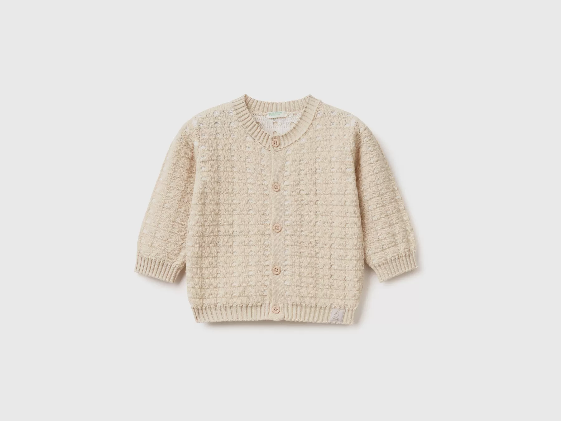 Benetton Cardigan Lavorato Con Bottoni Beige Online