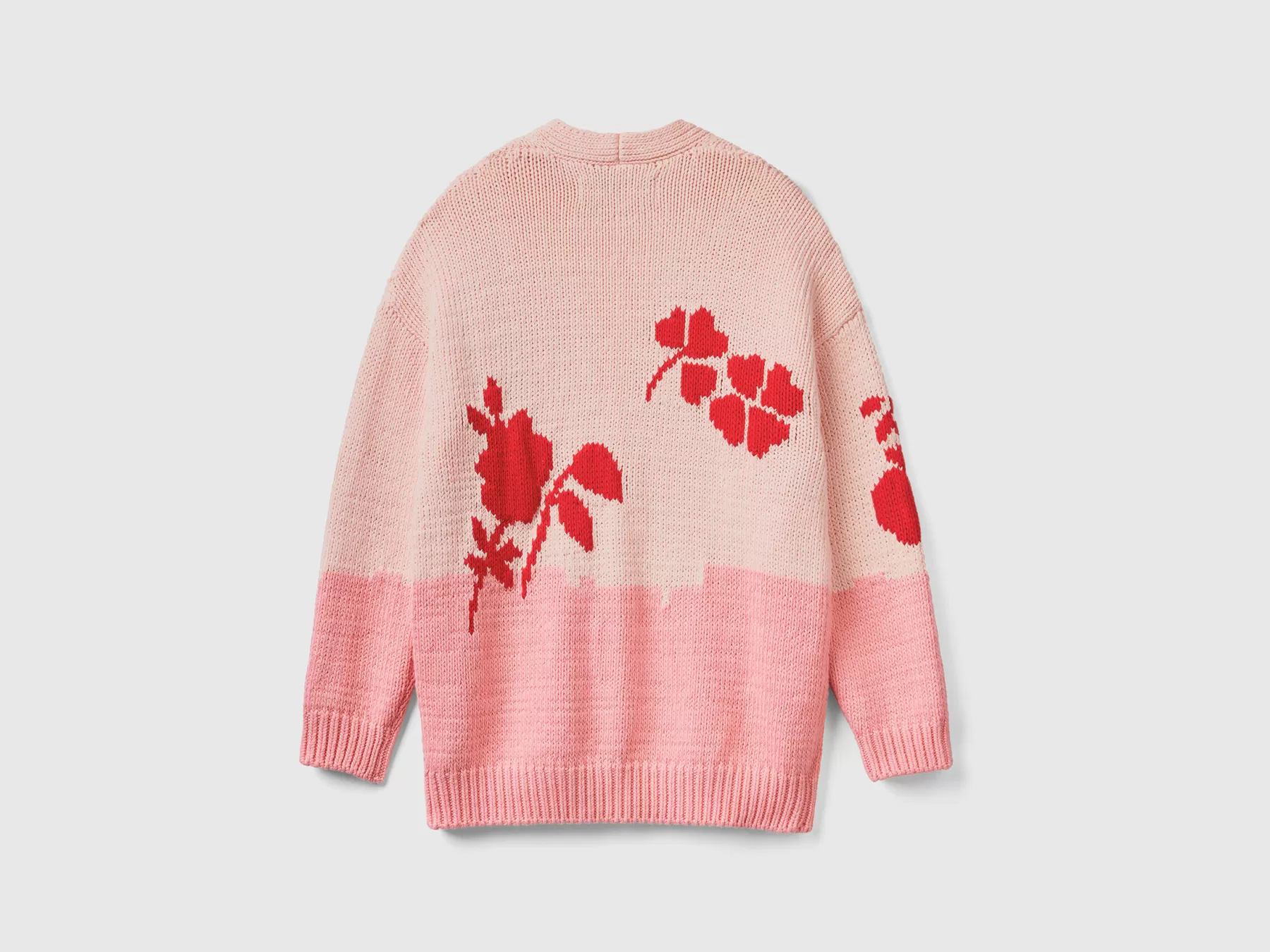 Benetton Cardigancon Intarsio Floreale Rosa Clearance