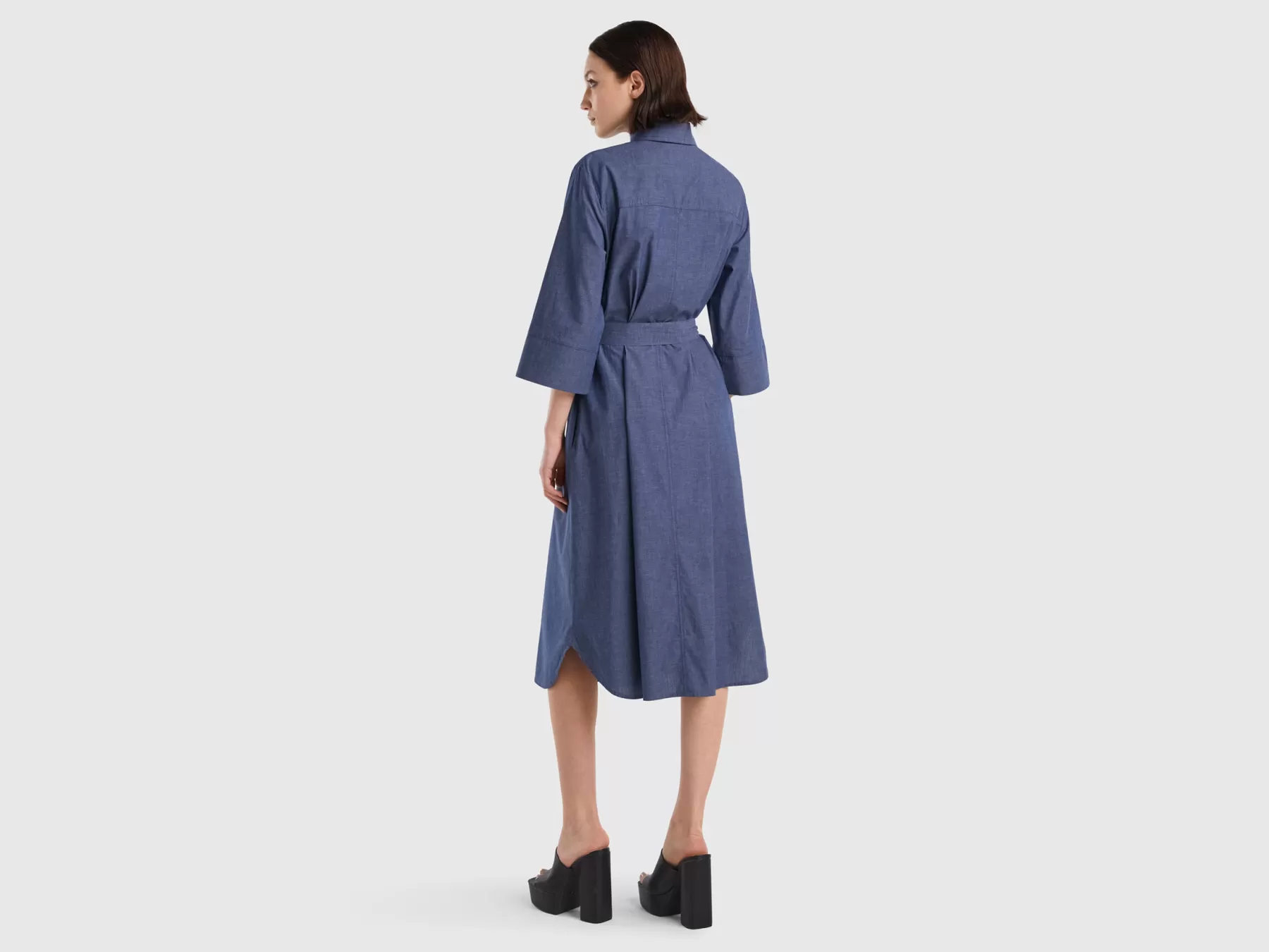 Benetton Chemisier In Chambray Blu Scuro Best