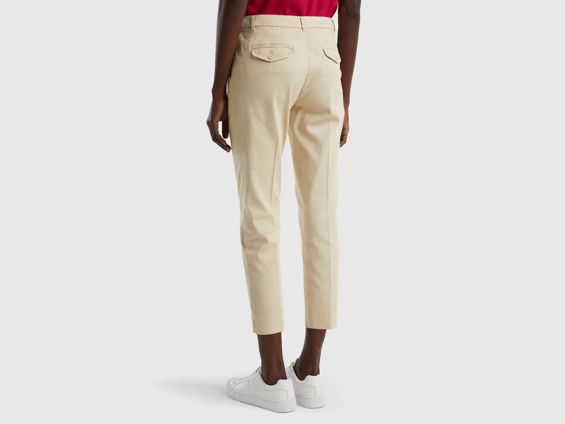 Benetton Chino Cropped In Cotone Stretch Beige Clearance