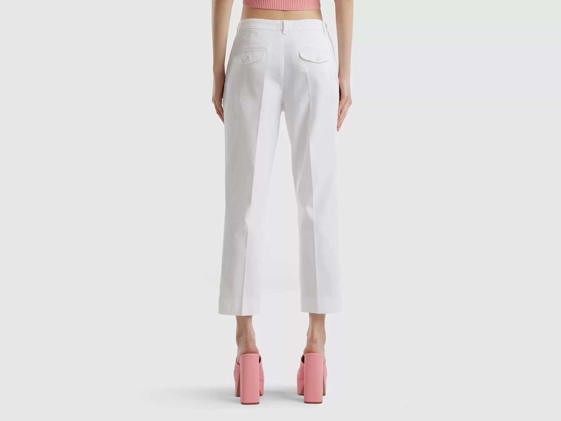 Benetton Chino Cropped In Cotone Stretch Bianco Flash Sale