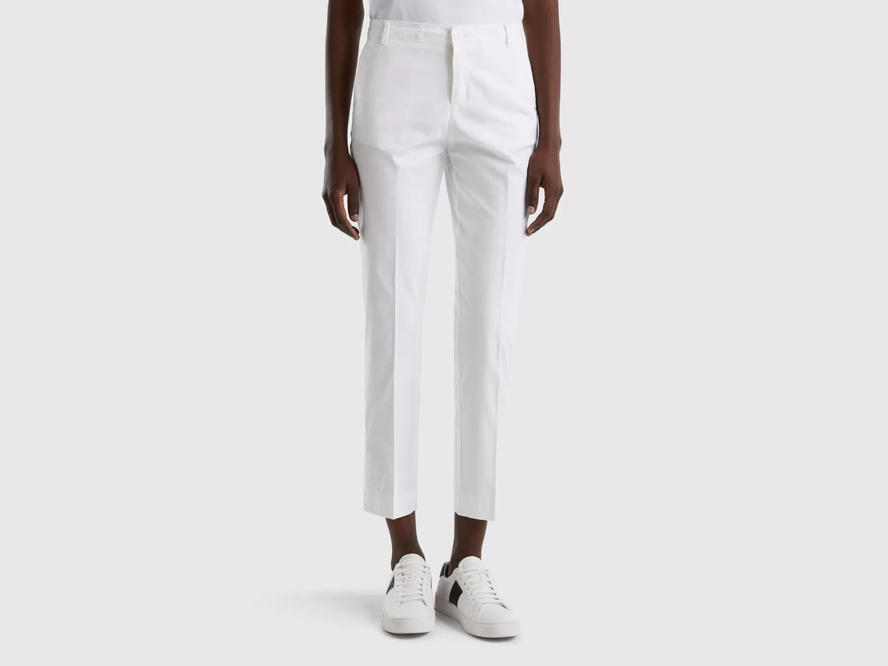 Benetton Chino In Cotone Stretch Bianco Best