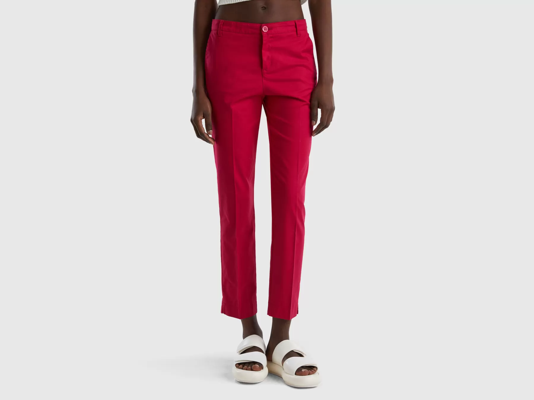 Benetton Chino In Cotone Stretch Fucsia Best Sale