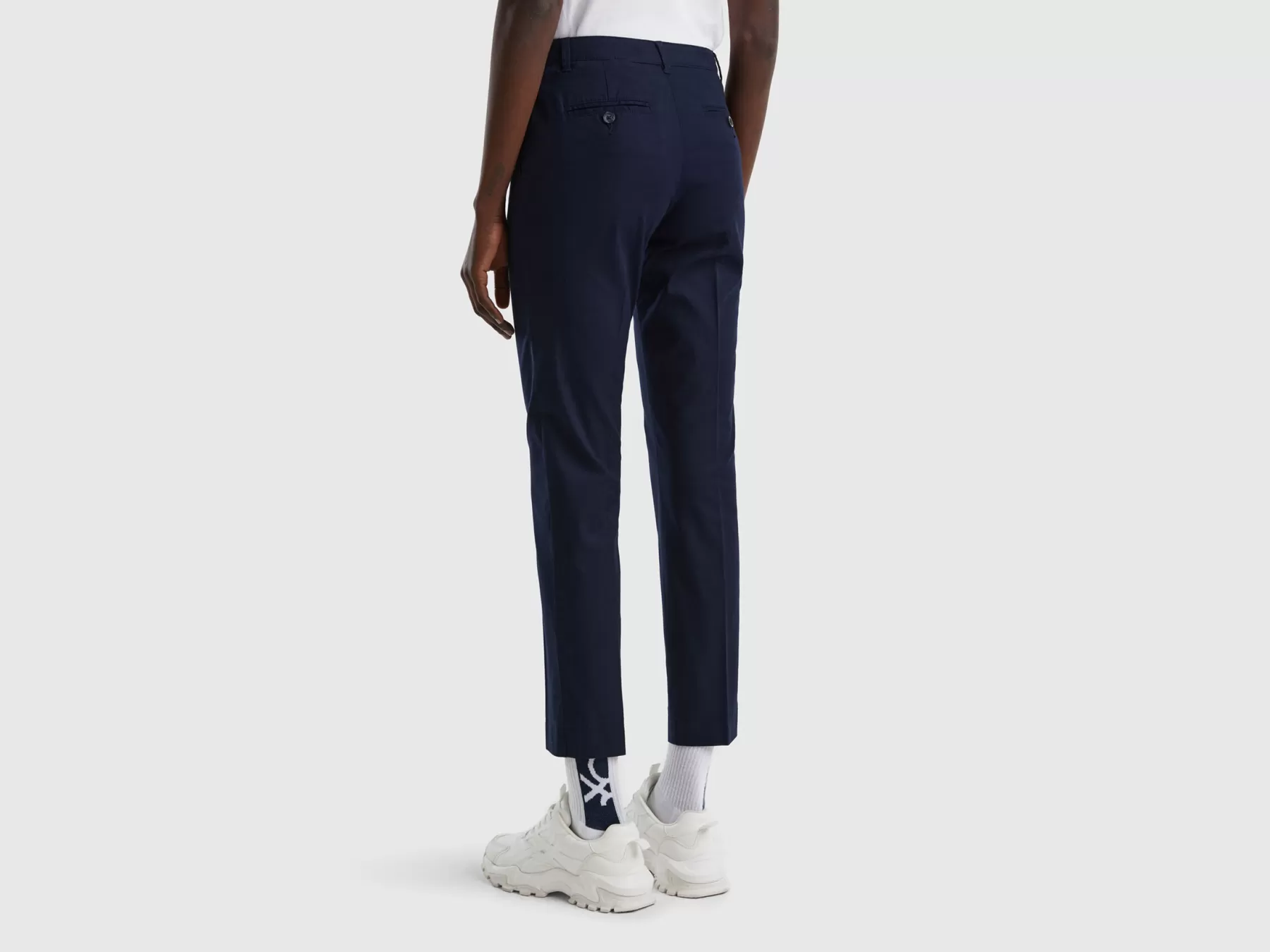 Benetton Chino In Cotone Stretch Blu Scuro Best