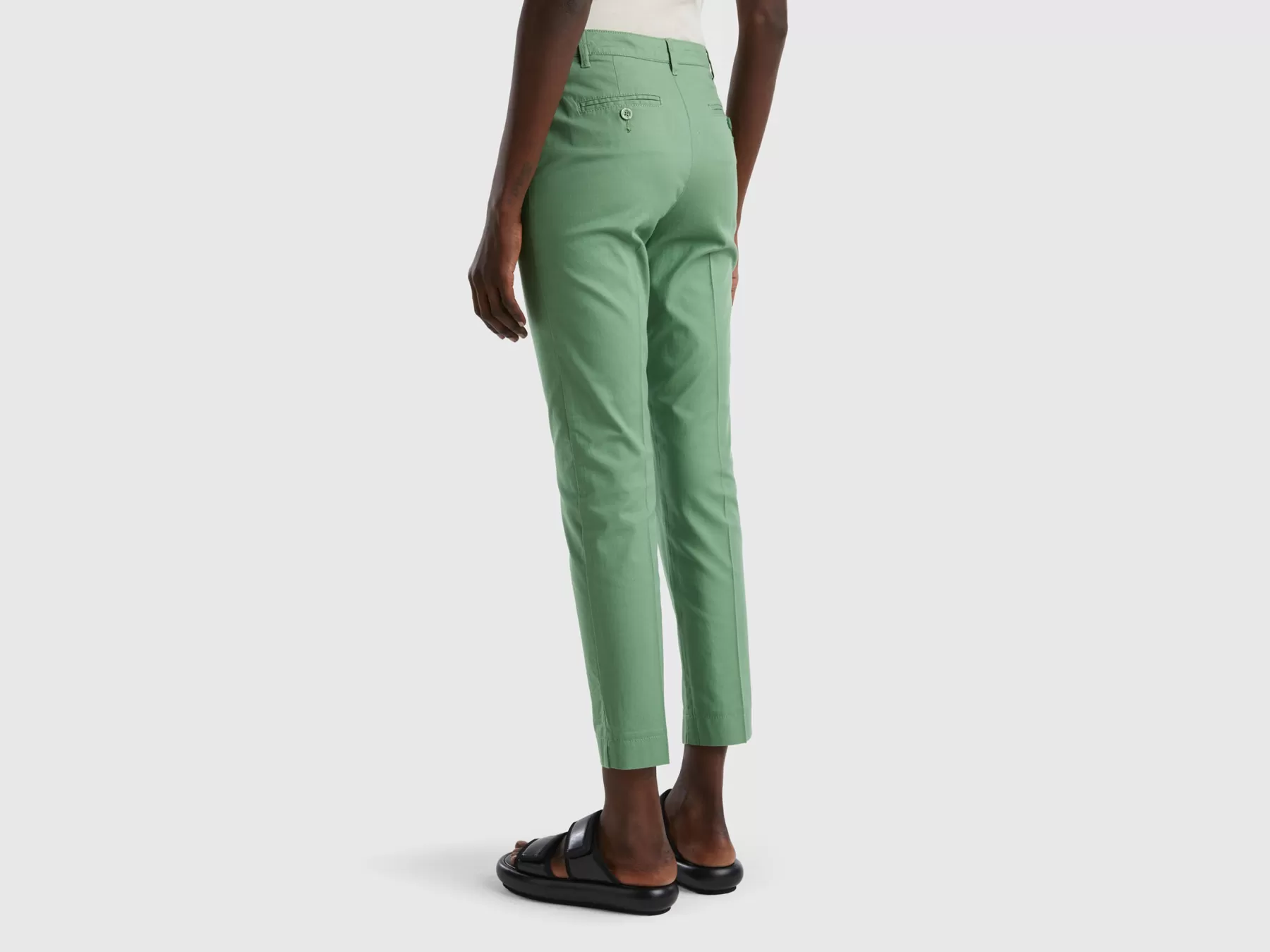 Benetton Chino In Cotone Stretch Verde Cheap