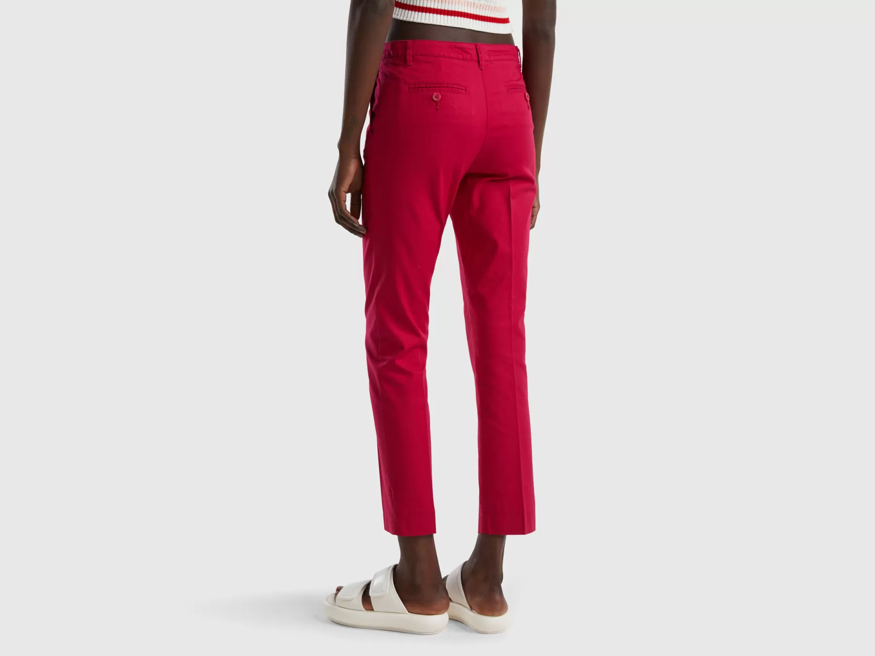 Benetton Chino In Cotone Stretch Fucsia Best Sale