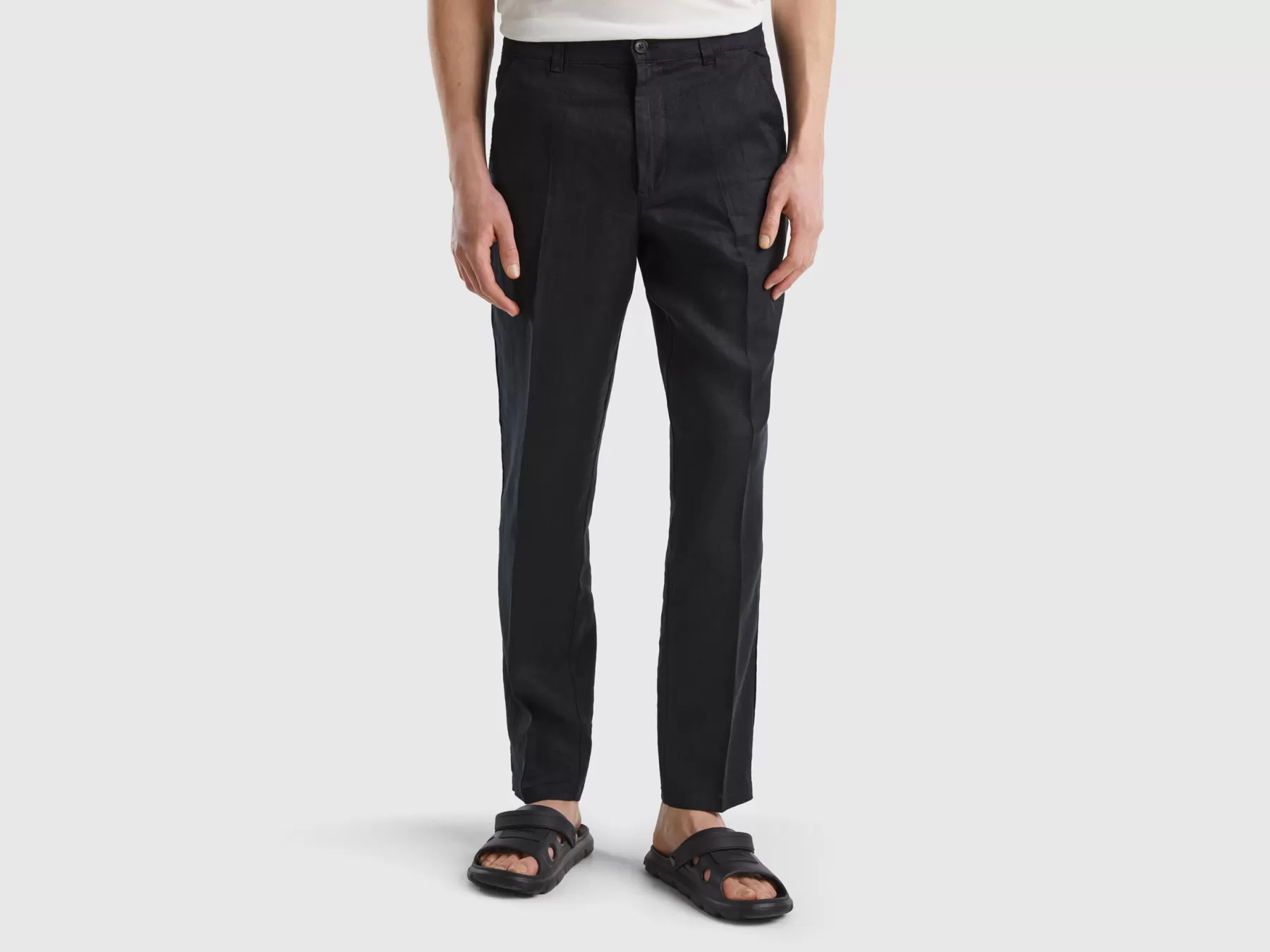 Benetton Chino In Puro Lino Nero Clearance