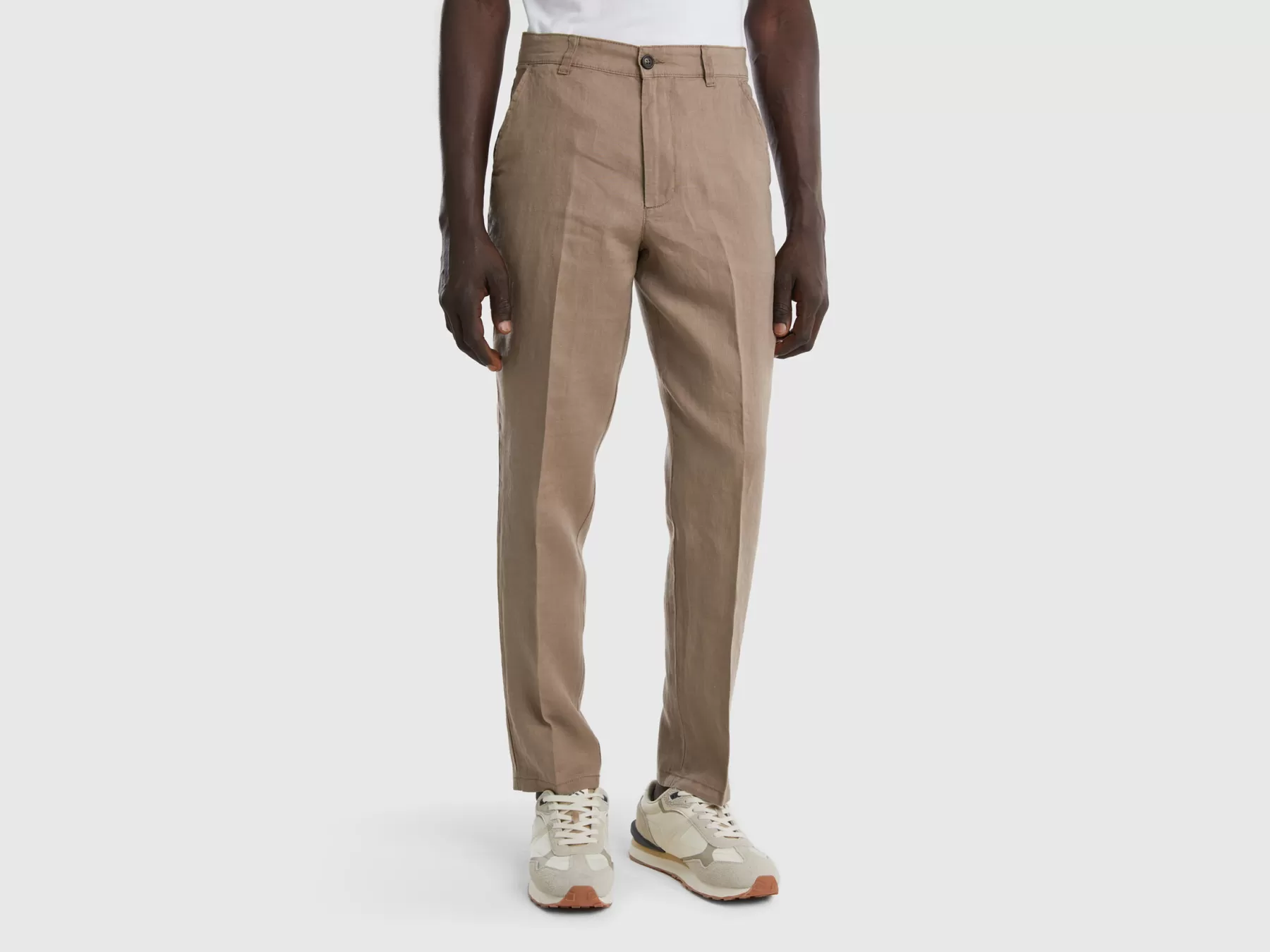 Benetton Chino In Puro Lino Tortora Shop