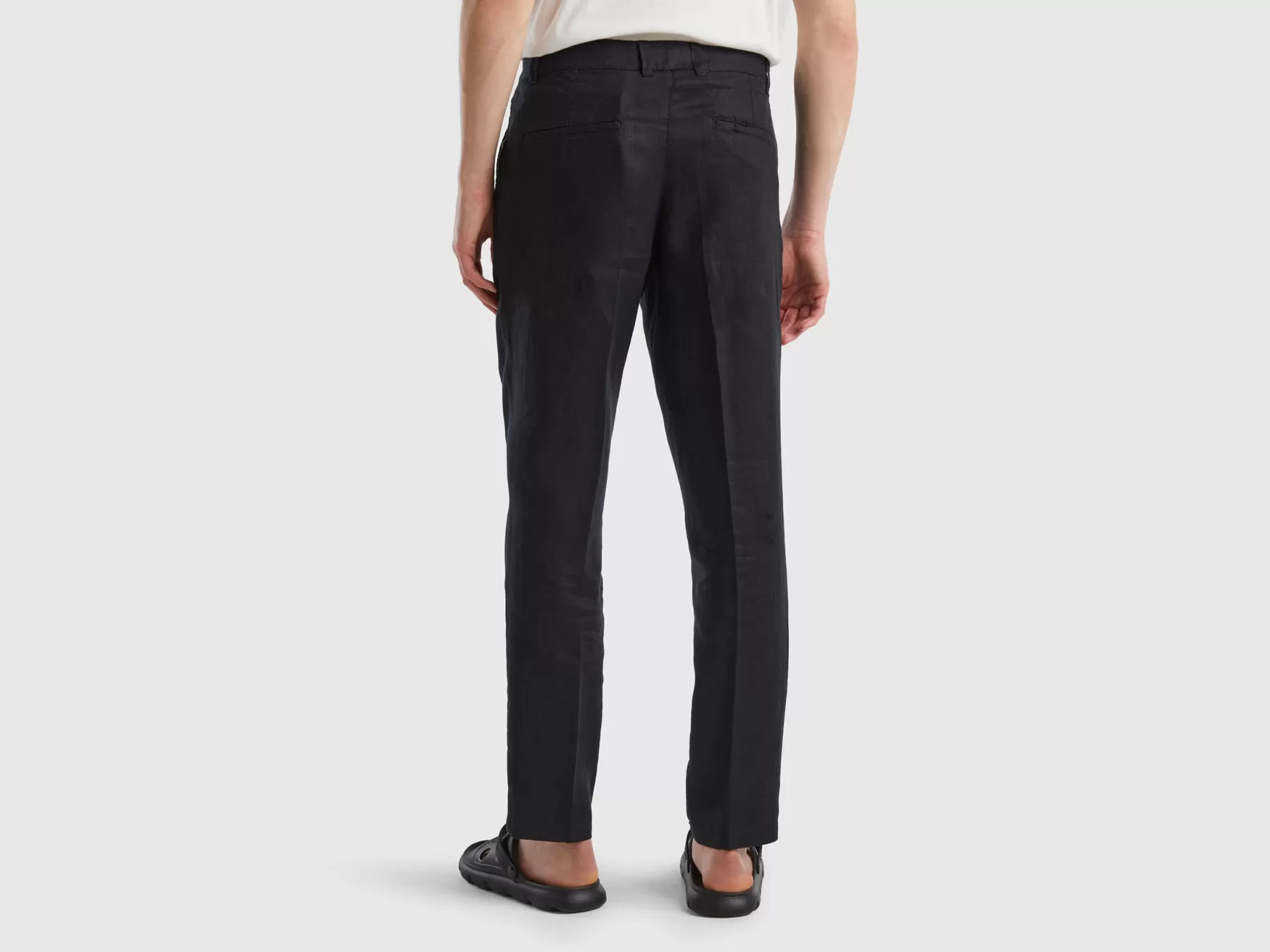 Benetton Chino In Puro Lino Nero Clearance