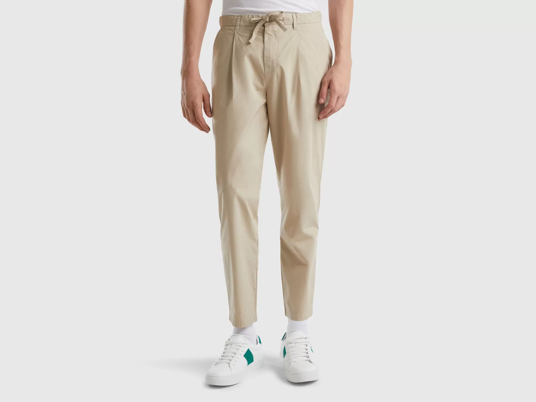 Benetton Chino In Tela Con Coulisse Beige Hot