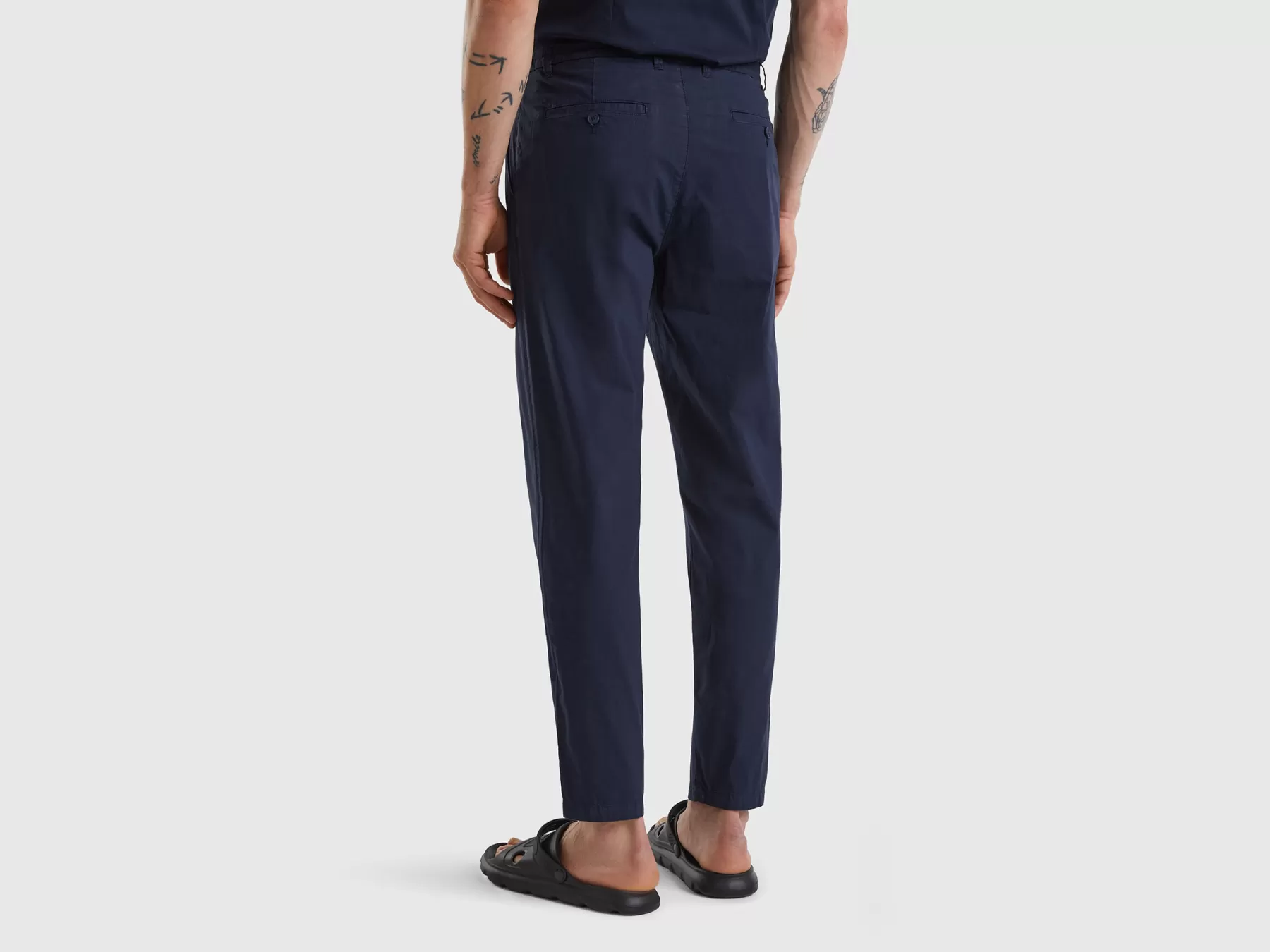 Benetton Chino In Tela Con Coulisse Blu Scuro Cheap