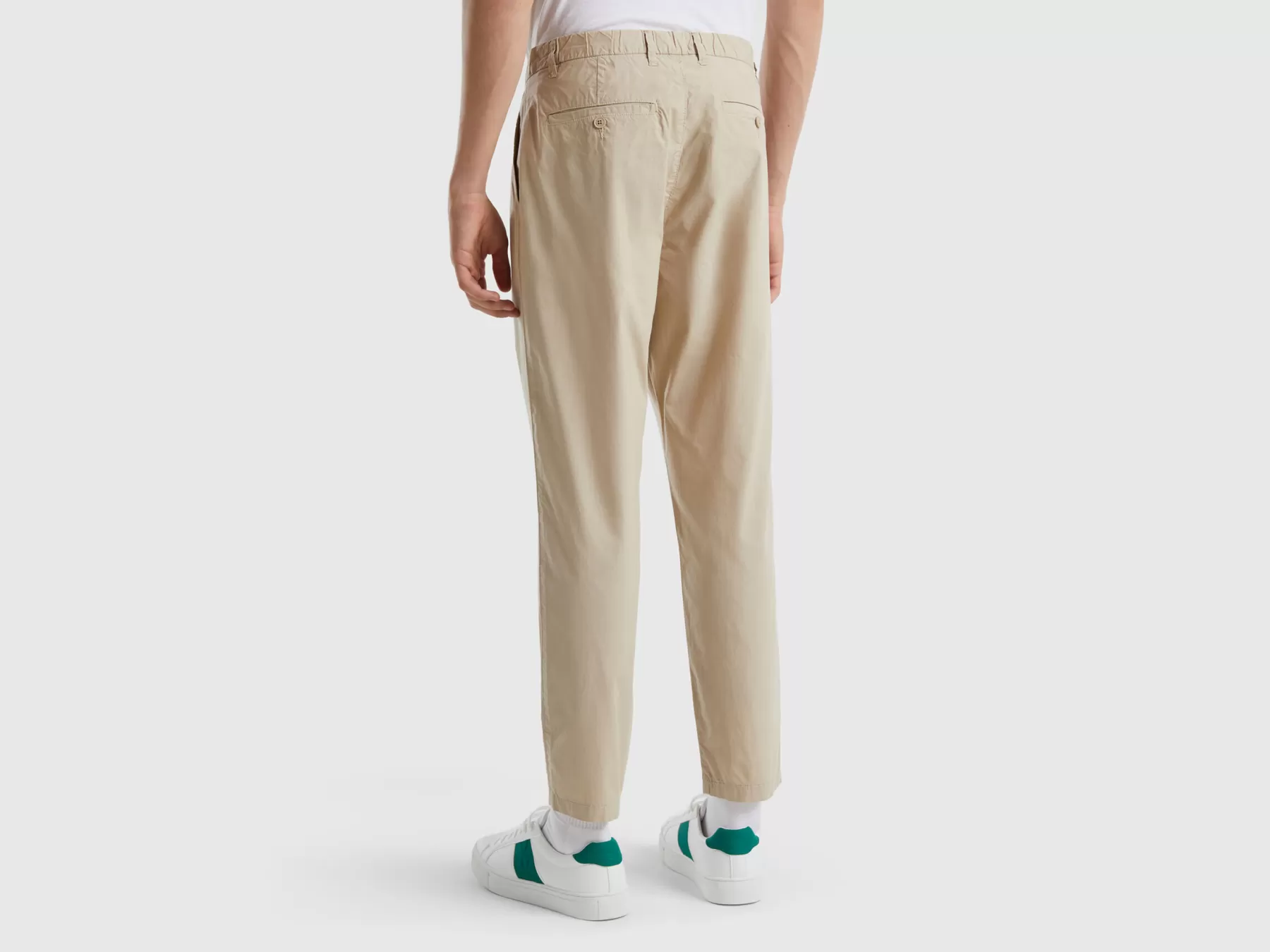 Benetton Chino In Tela Con Coulisse Beige Hot