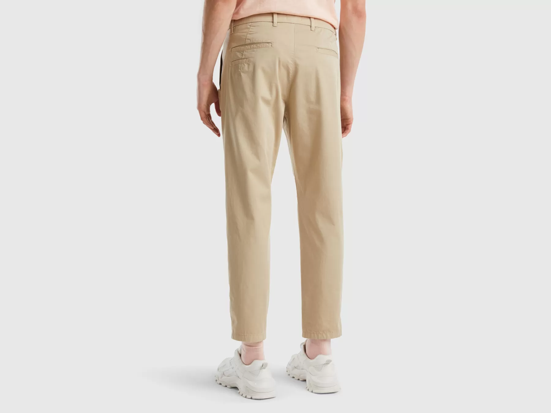 Benetton Chino Leggeri Carrot Fit Beige Discount