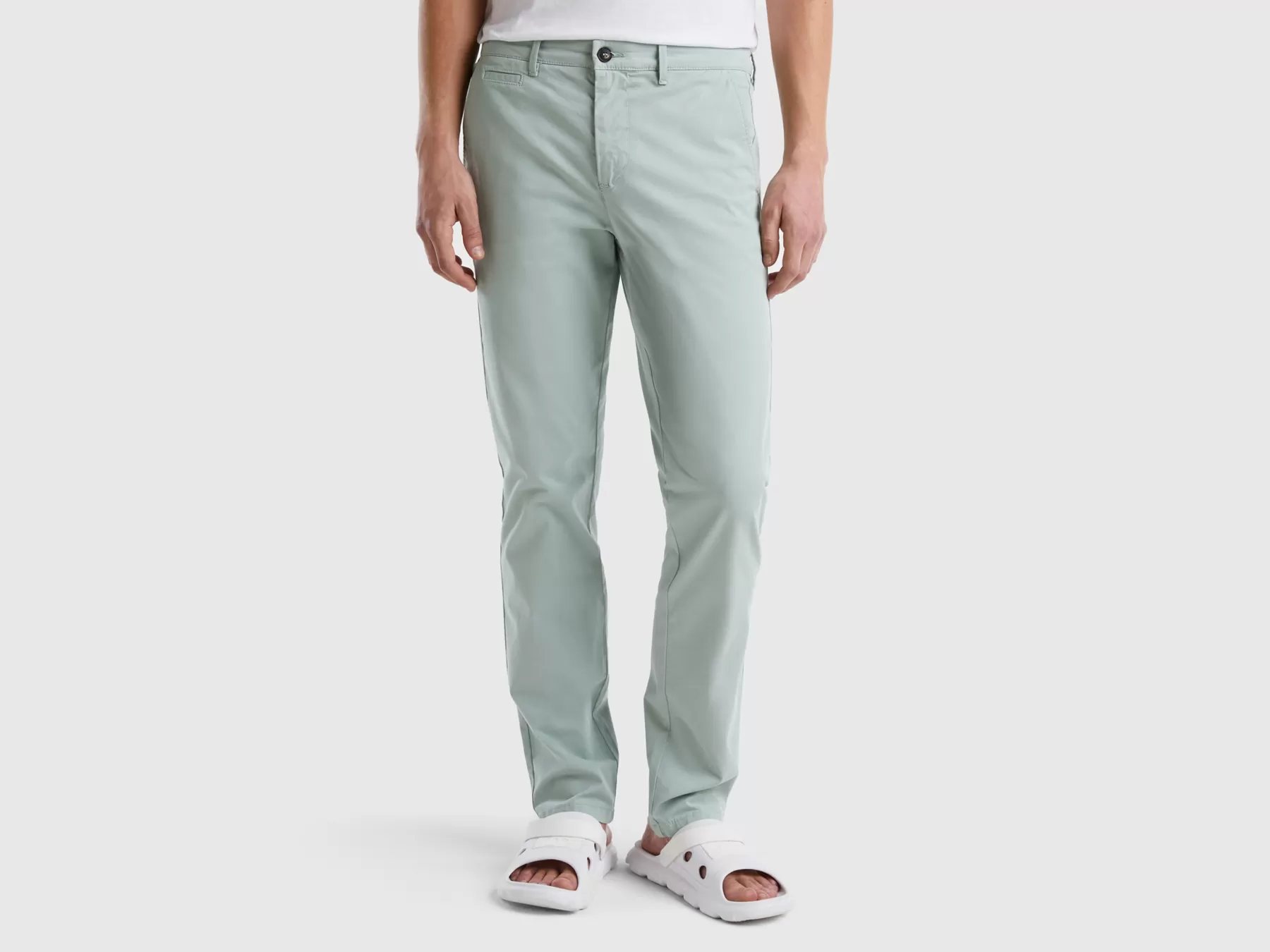 Benetton Chino Slim Fit Grigio Chiaro Sale