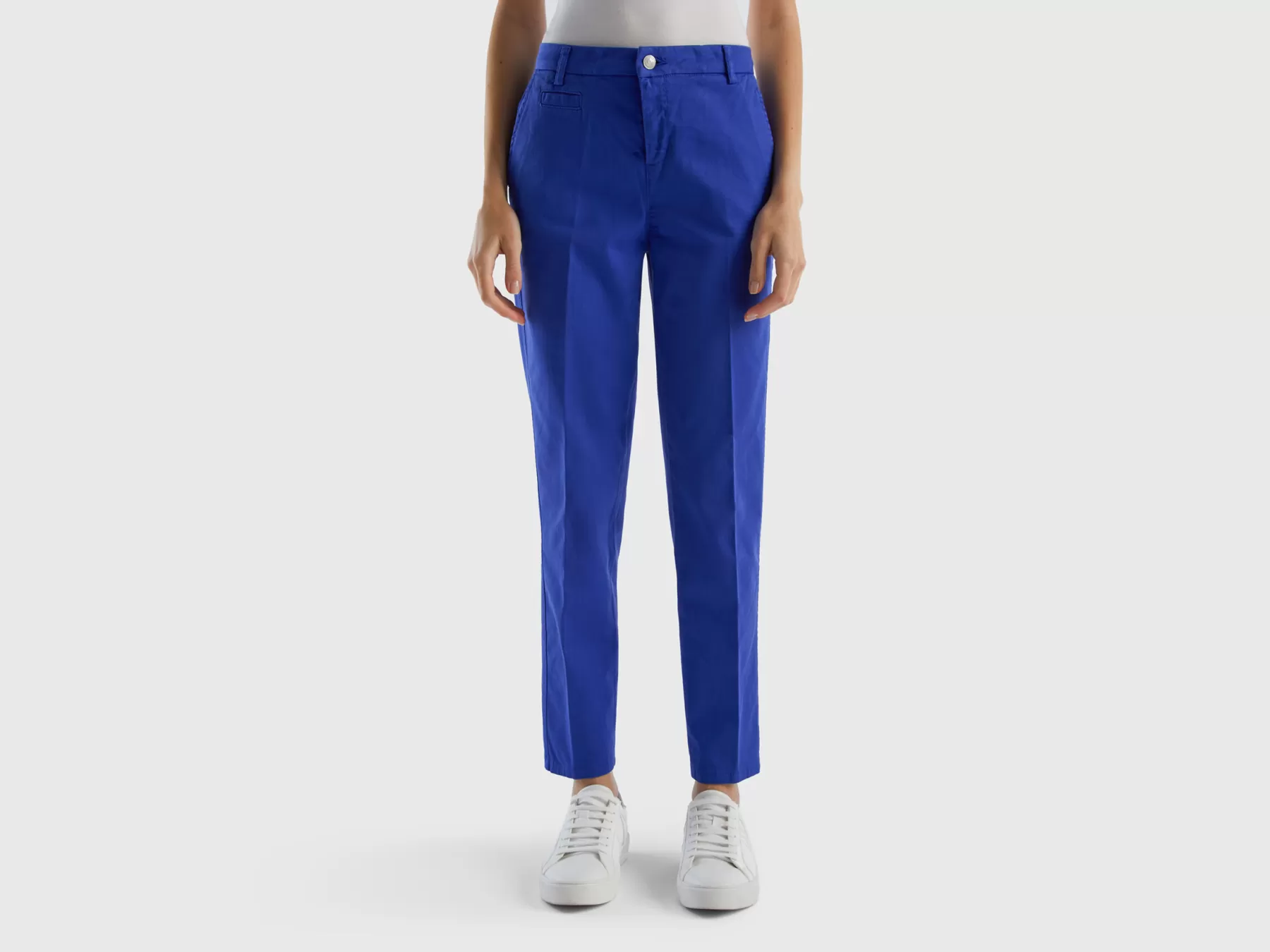 Benetton Chino Slim Fit In Cotone Bluette Store