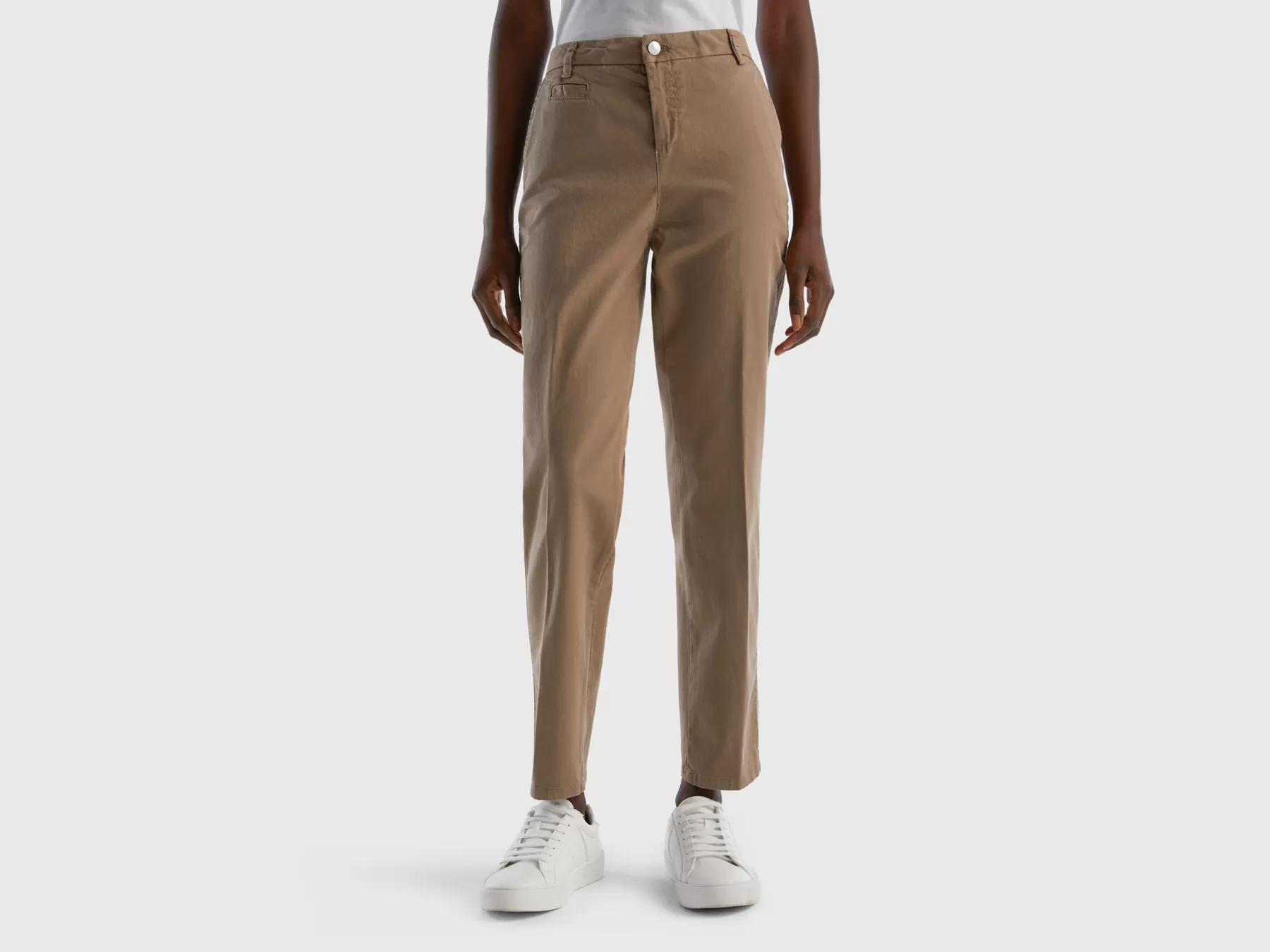 Benetton Chino Slim Fit In Cotone Tortora Hot