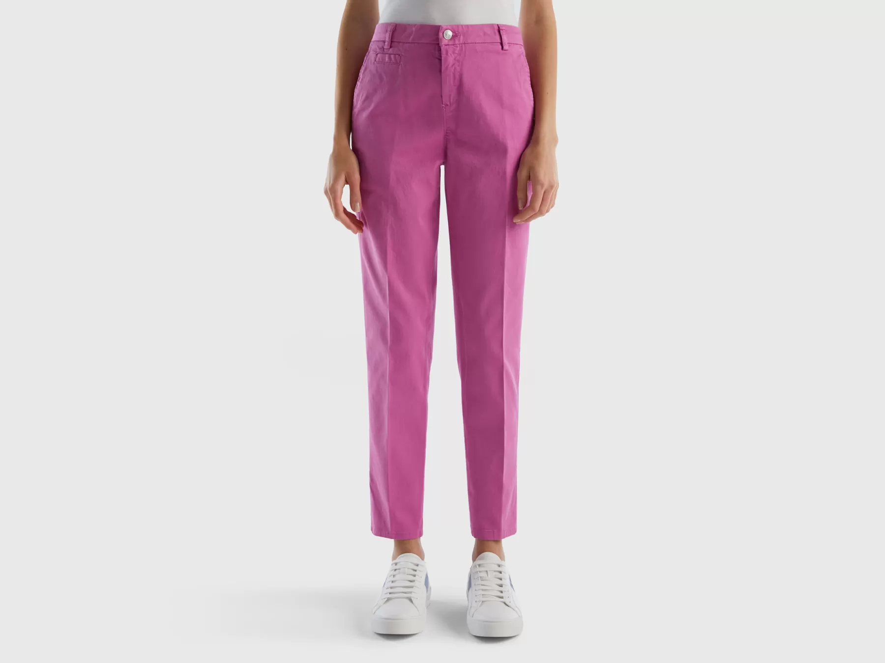 Benetton Chino Slim Fit In Cotone Rosa Cheap