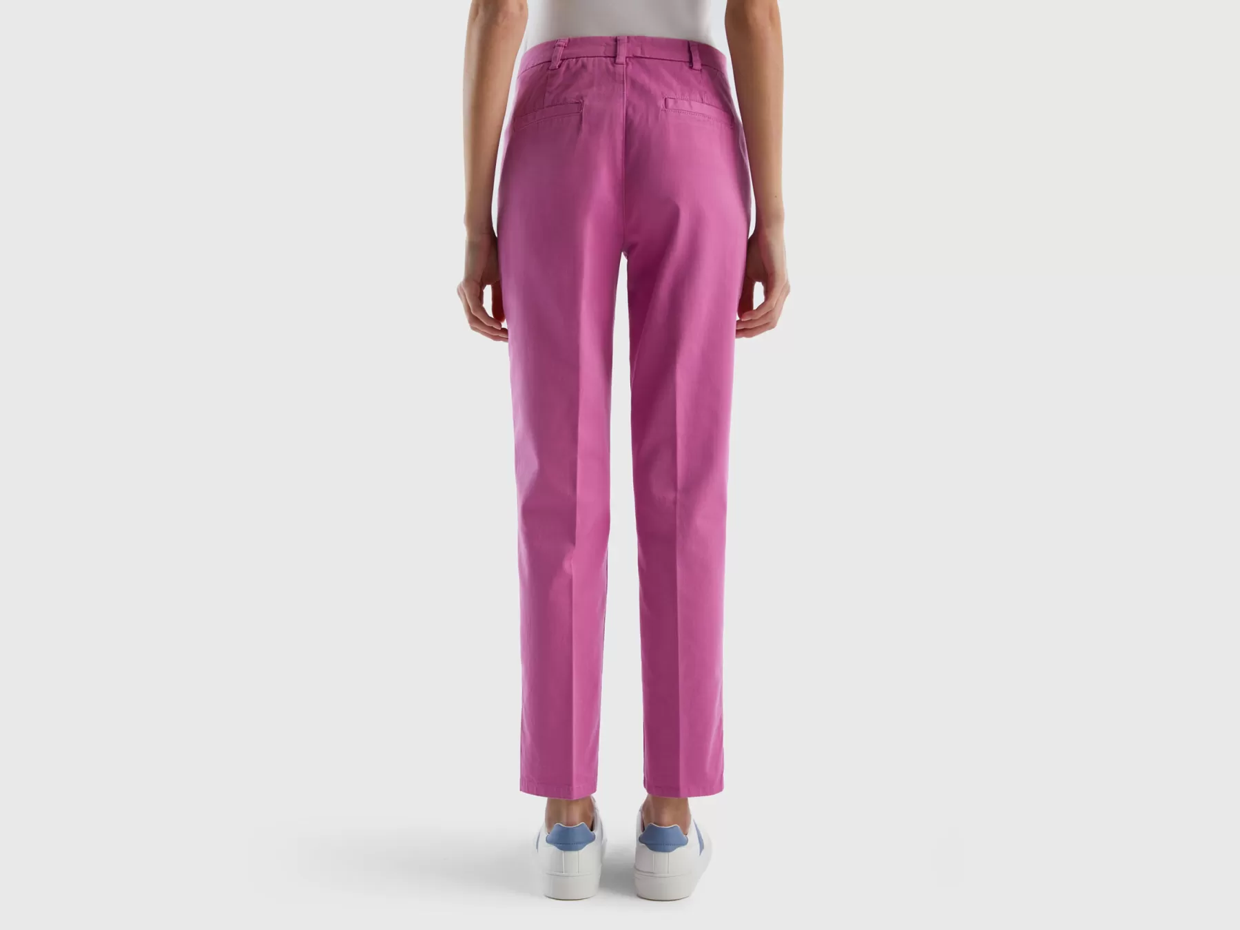 Benetton Chino Slim Fit In Cotone Rosa Cheap