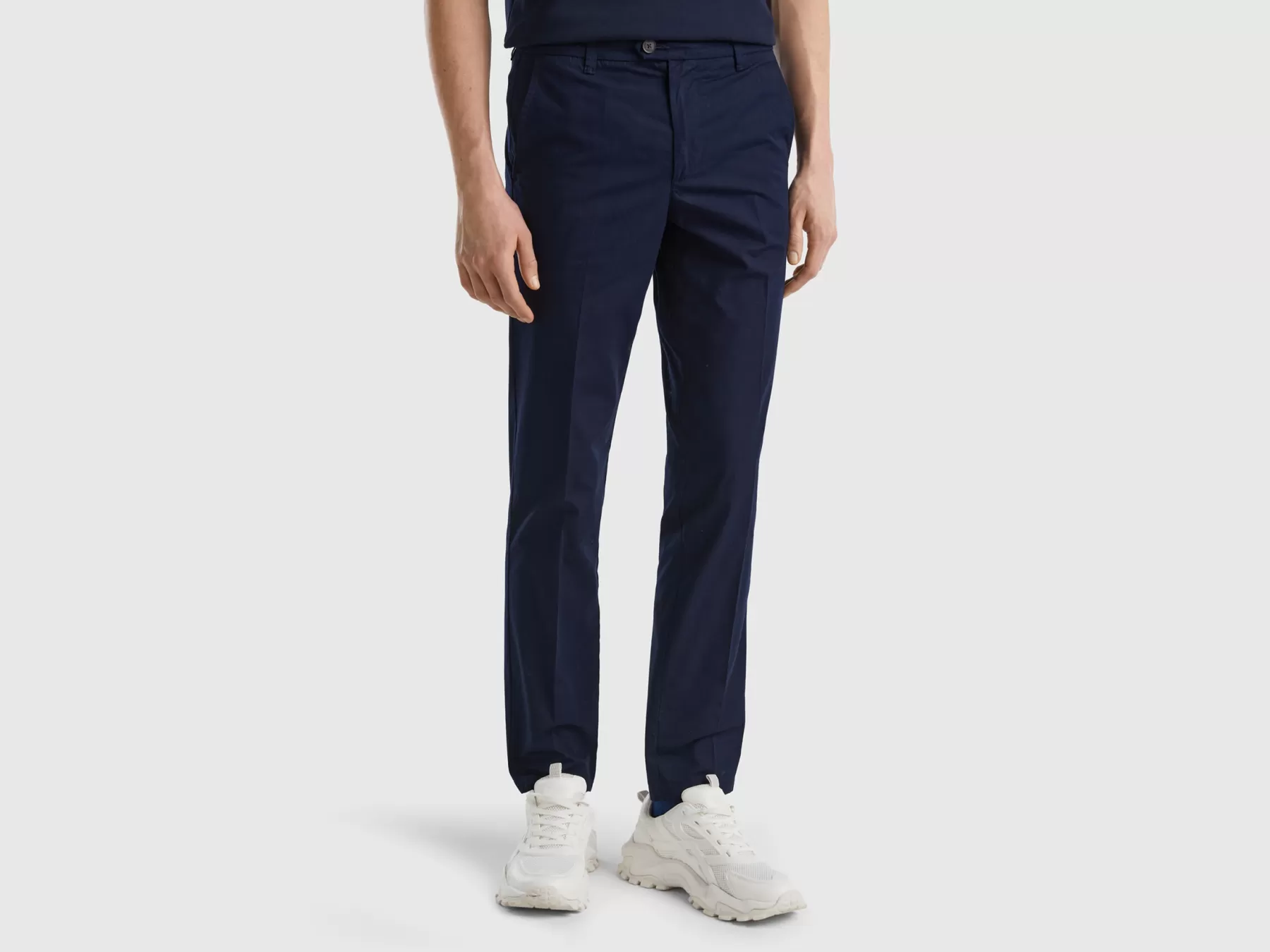 Benetton Chino Slim Fit In Cotone Leggero Blu Scuro Cheap