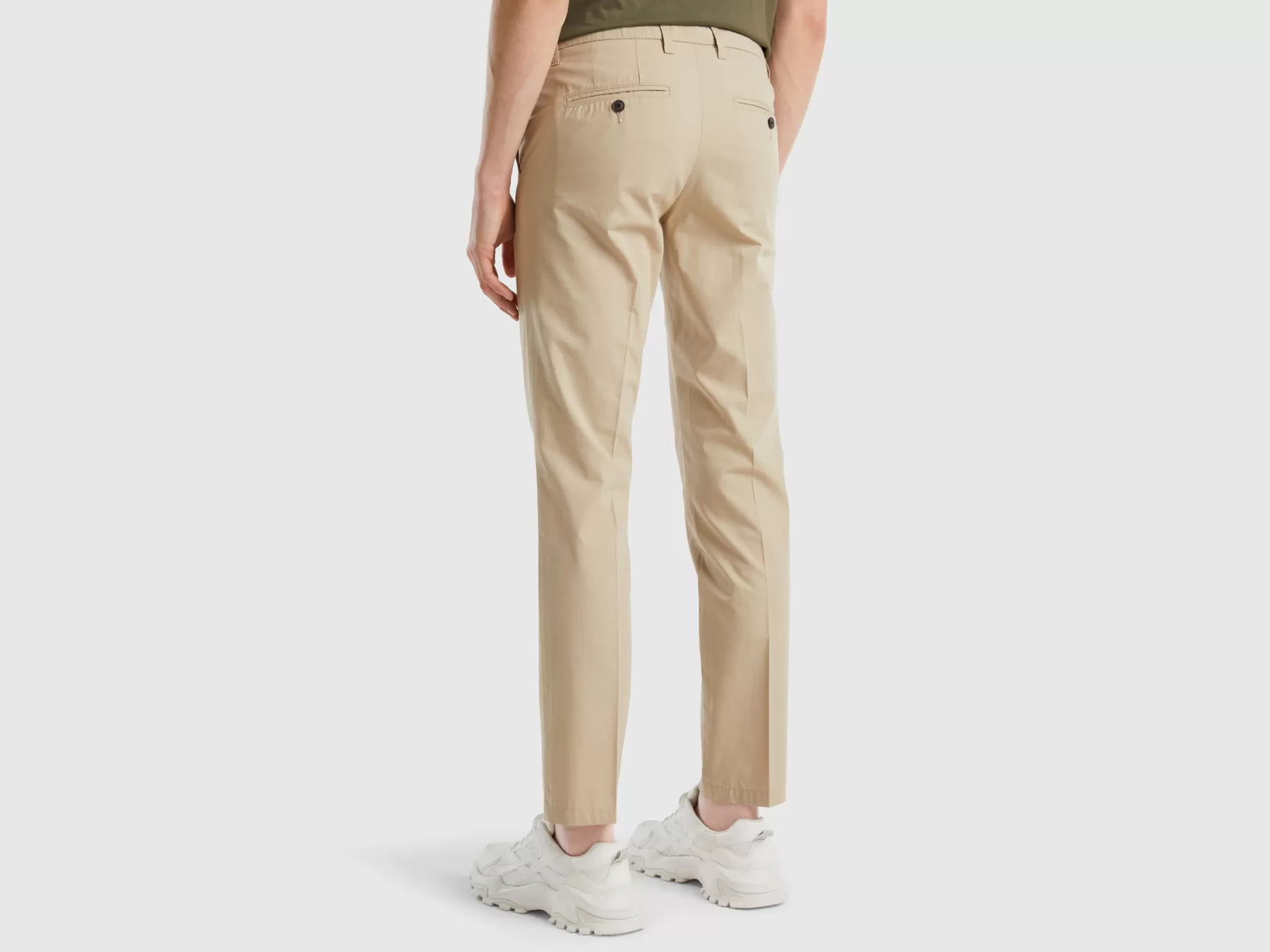 Benetton Chino Slim Fit In Cotone Leggero Beige Cheap