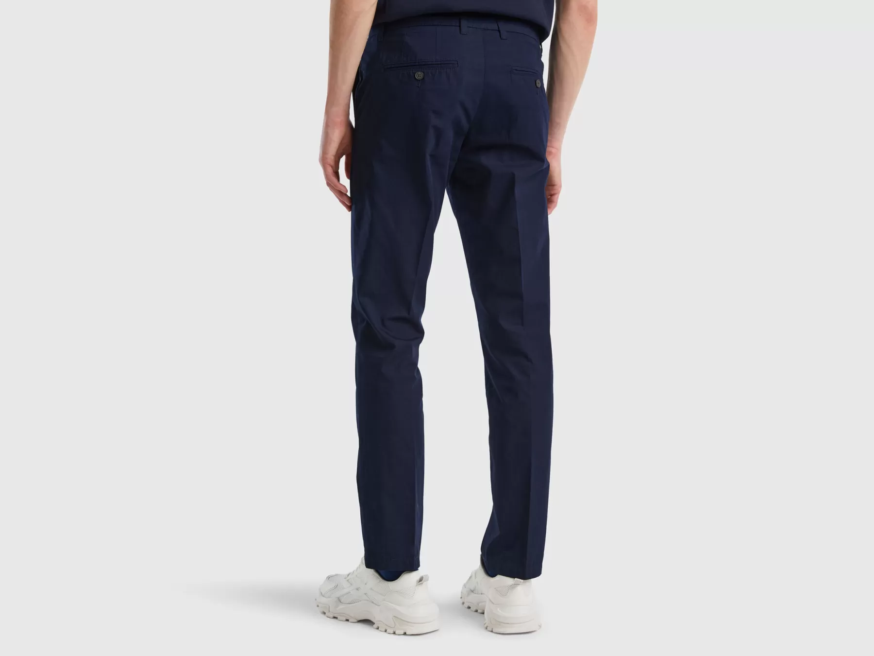 Benetton Chino Slim Fit In Cotone Leggero Blu Scuro Cheap