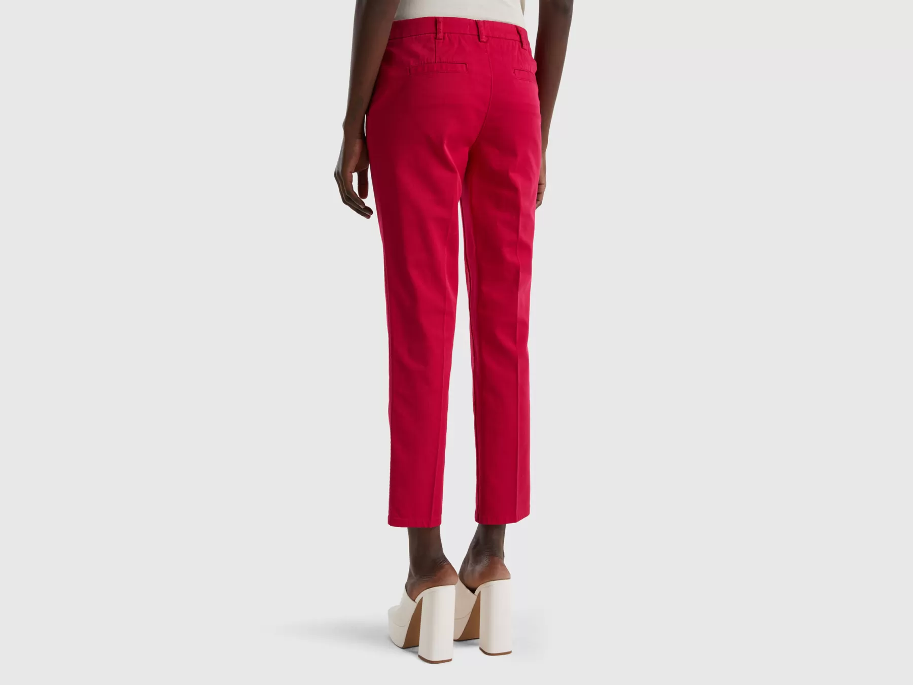 Benetton Chino Slim Fit In Cotone Rossi Rosso Outlet