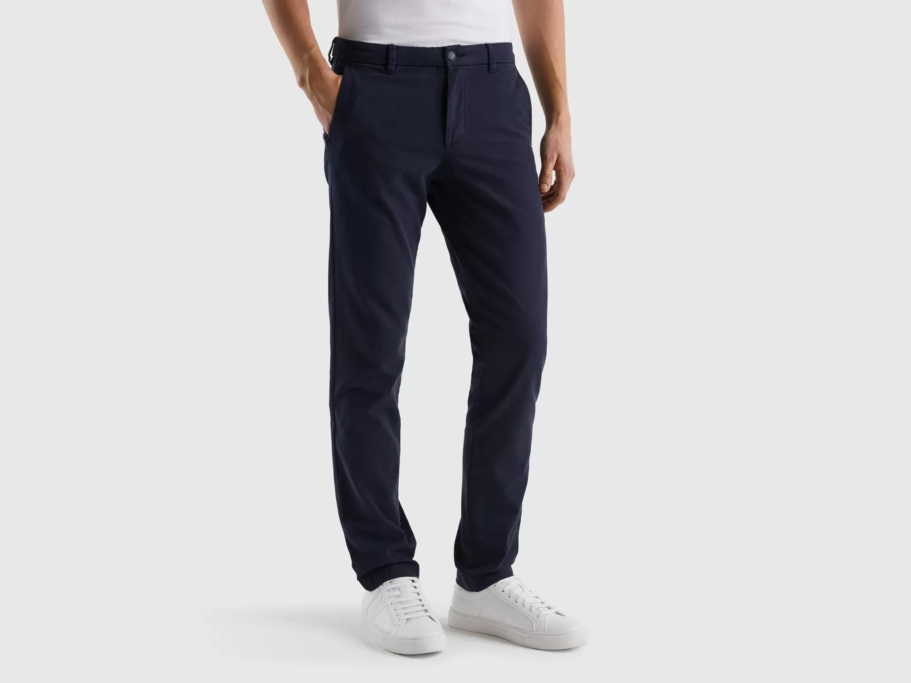 Benetton Chino Slim Fit In Cotone Stretch Blu Scuro Cheap