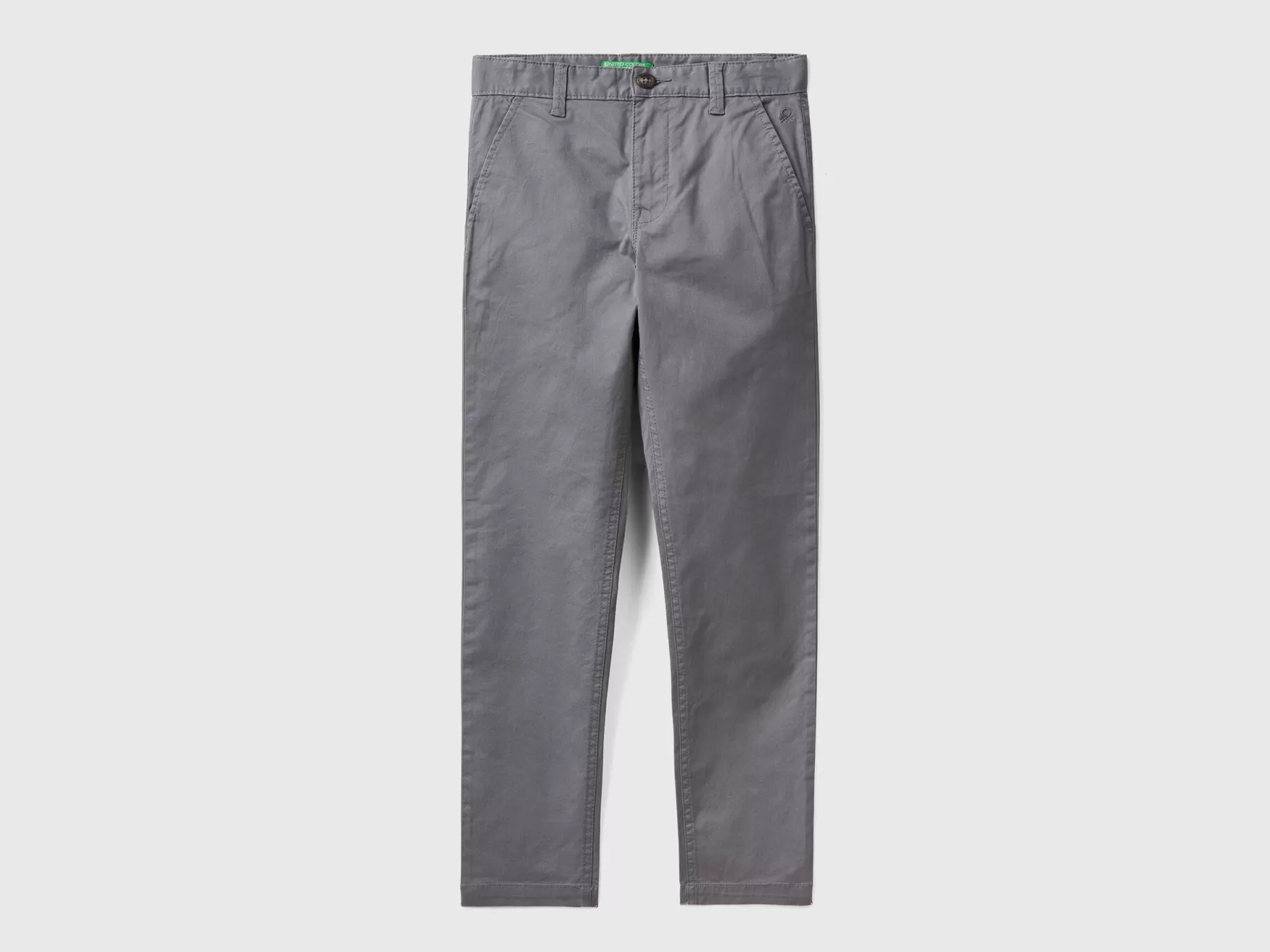 Benetton Chino Slim Fit In Cotone Stretch Grigio Scuro Fashion