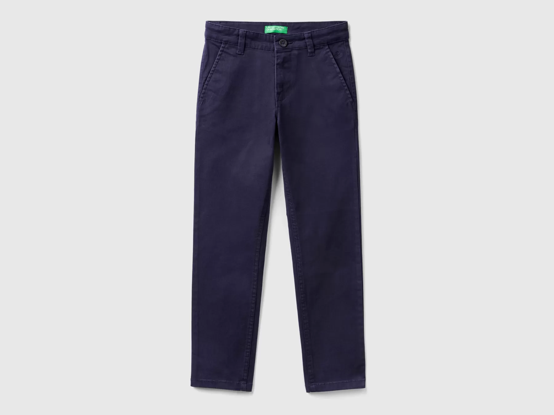 Benetton Chino Slim Fit In Cotone Stretch Blu Scuro Clearance