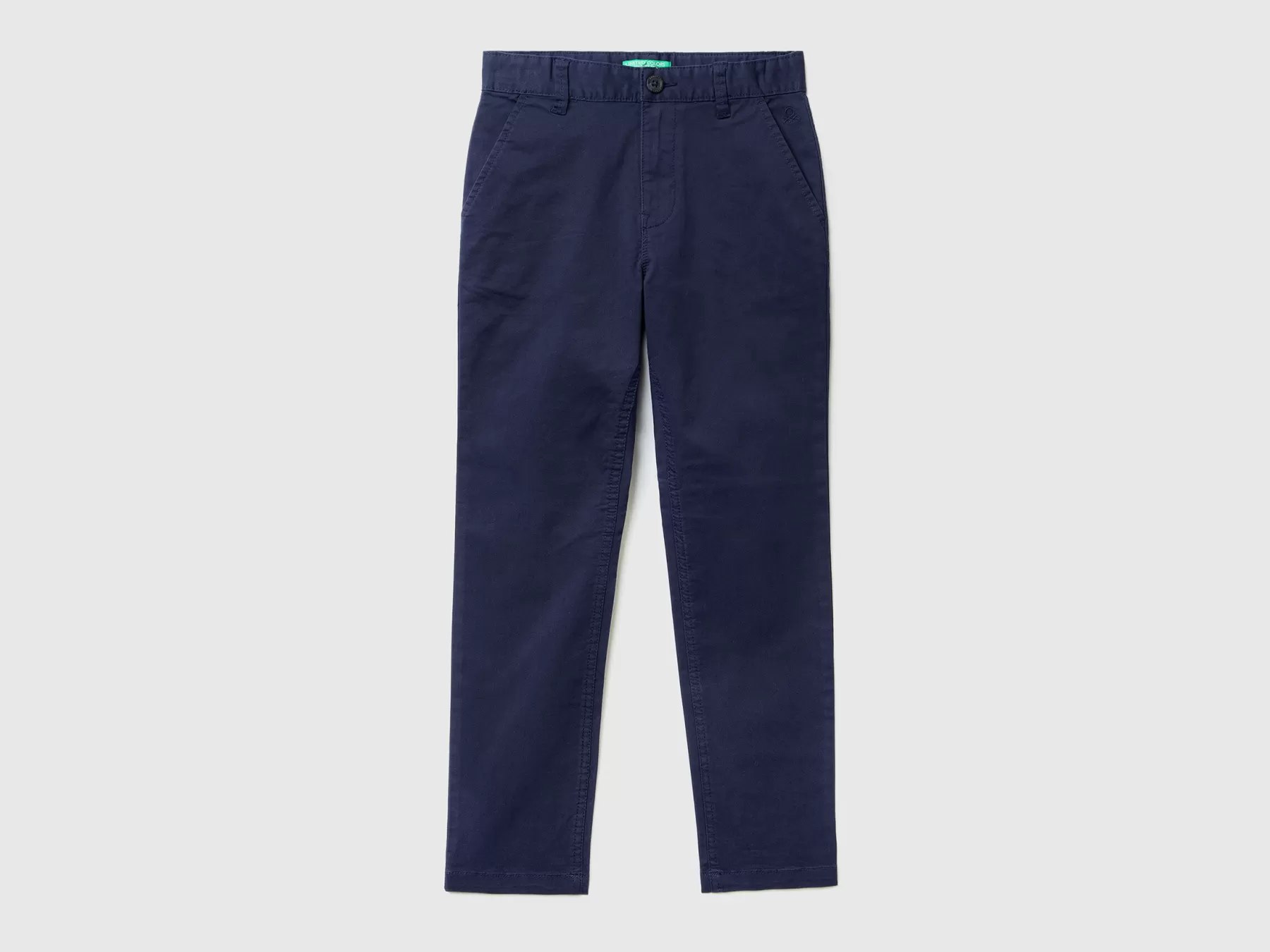 Benetton Chino Slim Fit In Cotone Stretch Blu Scuro Fashion