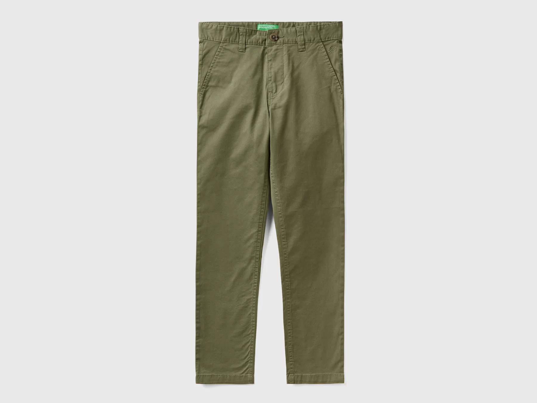 Benetton Chino Slim Fit In Cotone Stretch Verde Militare Best Sale