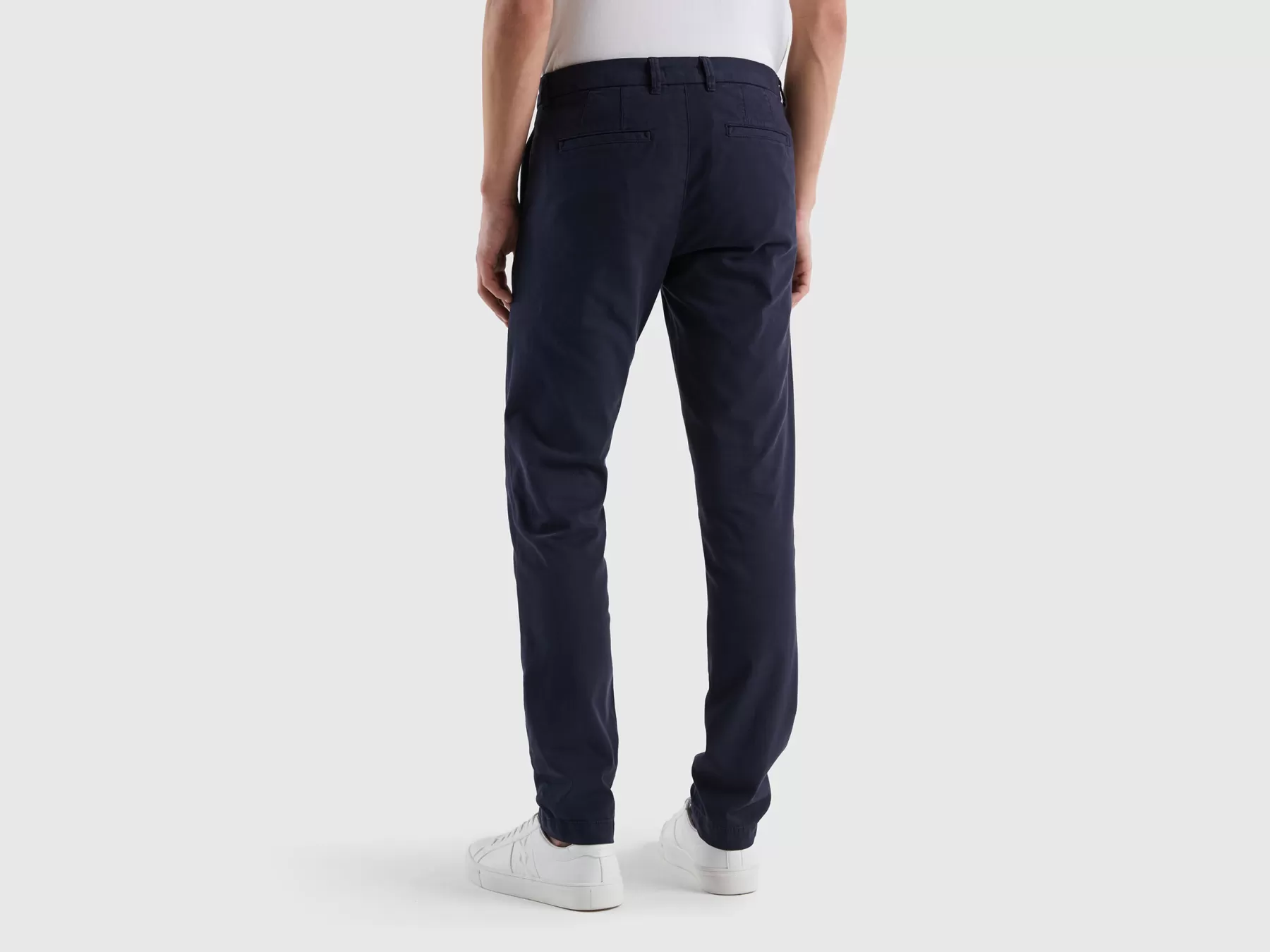 Benetton Chino Slim Fit In Cotone Stretch Blu Scuro Cheap