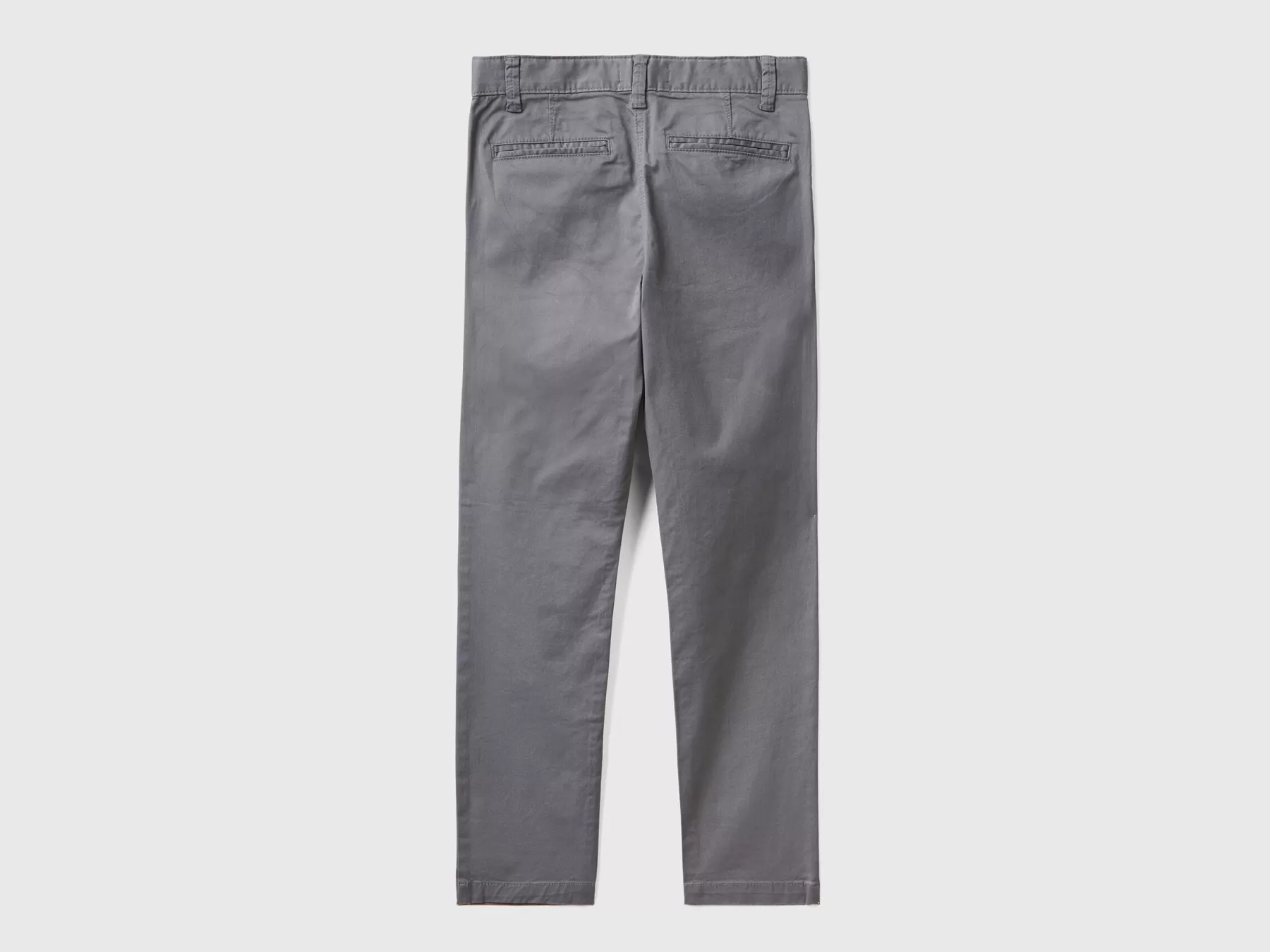 Benetton Chino Slim Fit In Cotone Stretch Grigio Scuro Fashion