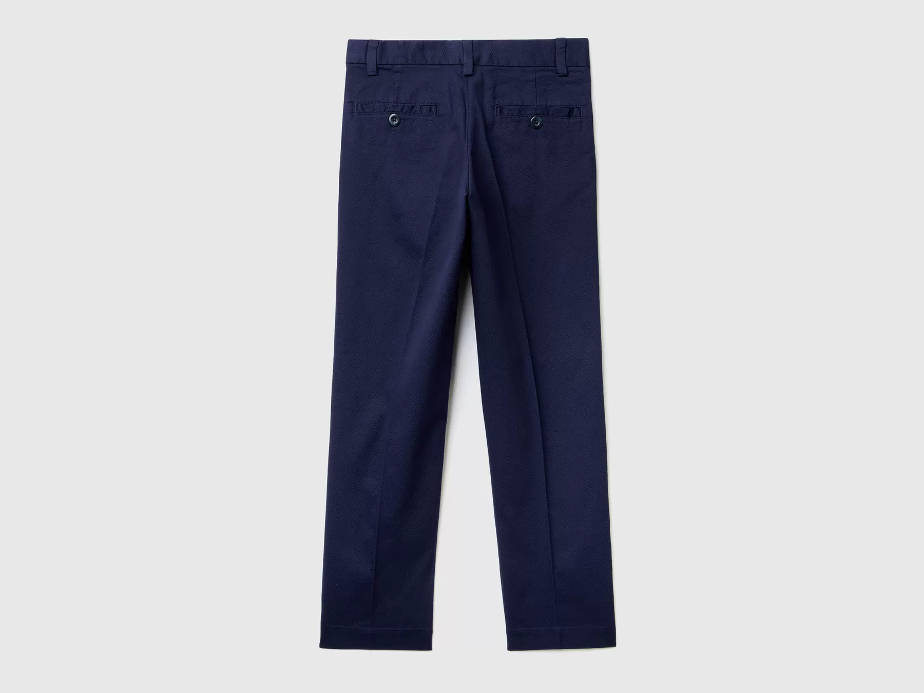 Benetton Chino Slim Fit In Cotone Stretch Blu Scuro New