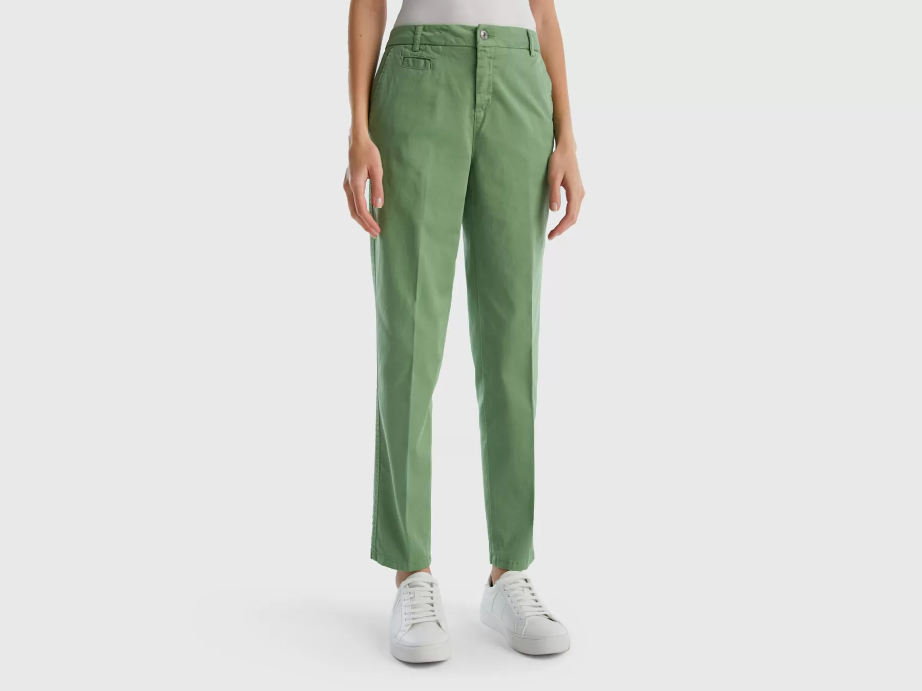 Benetton Chino Slim Fit In Cotone Verdi Verde Cheap