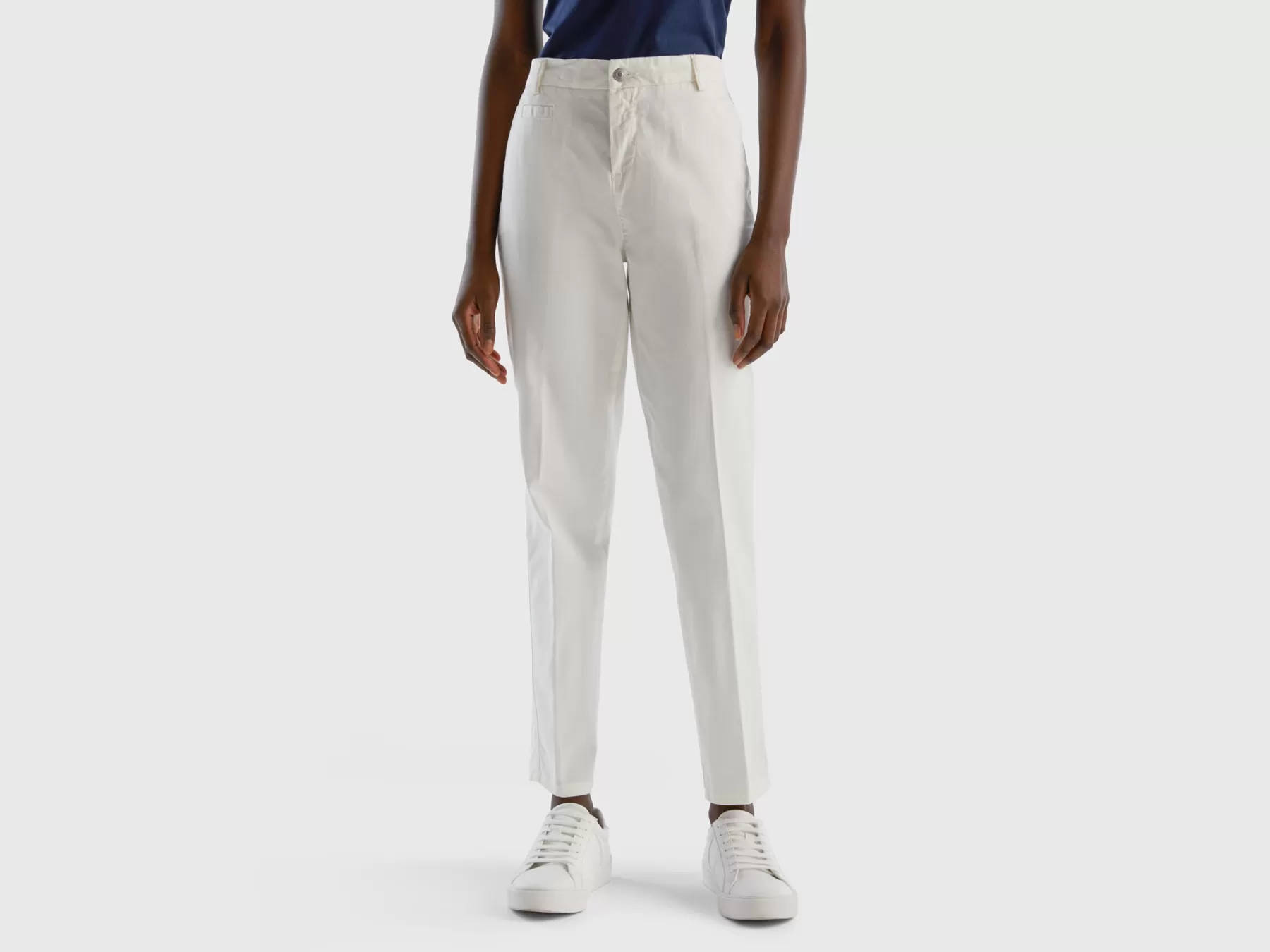 Benetton Chino Slim Fit In Cotonepanna Bianco Best Sale