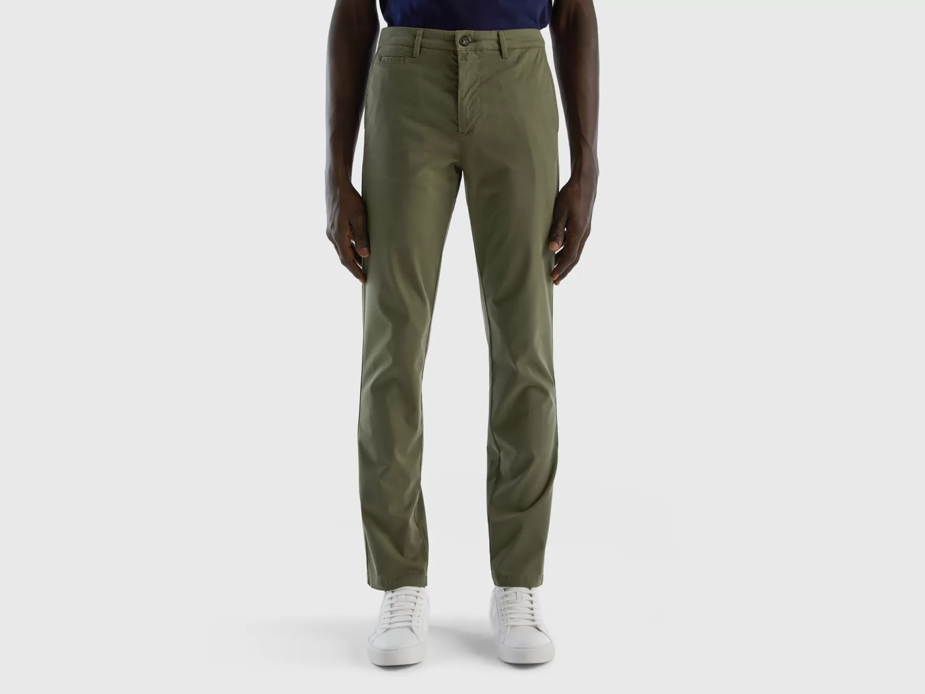 Benetton Chino Slim Fit Verdi Verde Militare Outlet