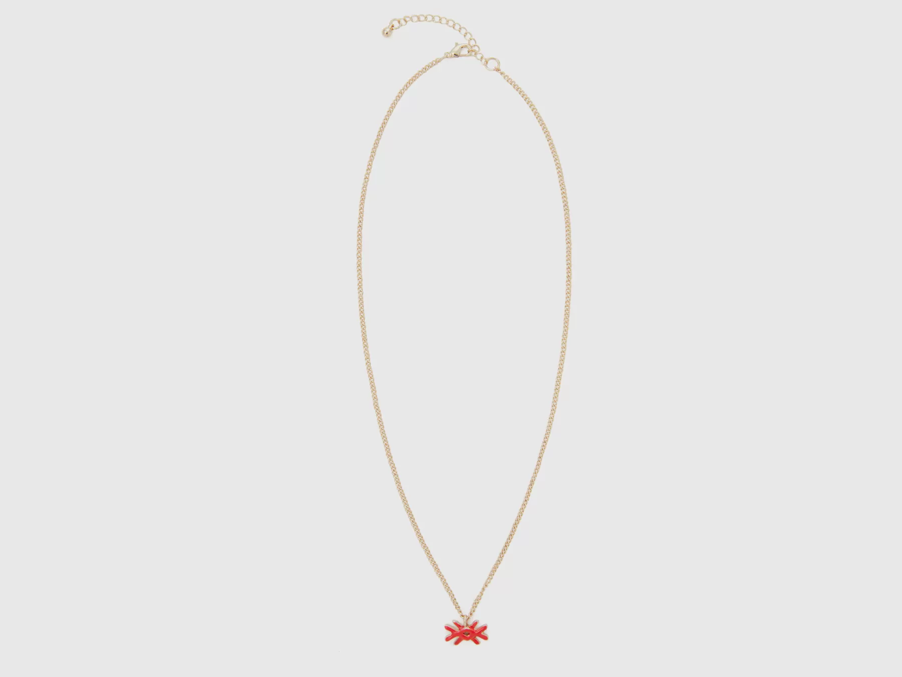 Benetton Collana Con Pendente Logo Rosso Fragola Flash Sale