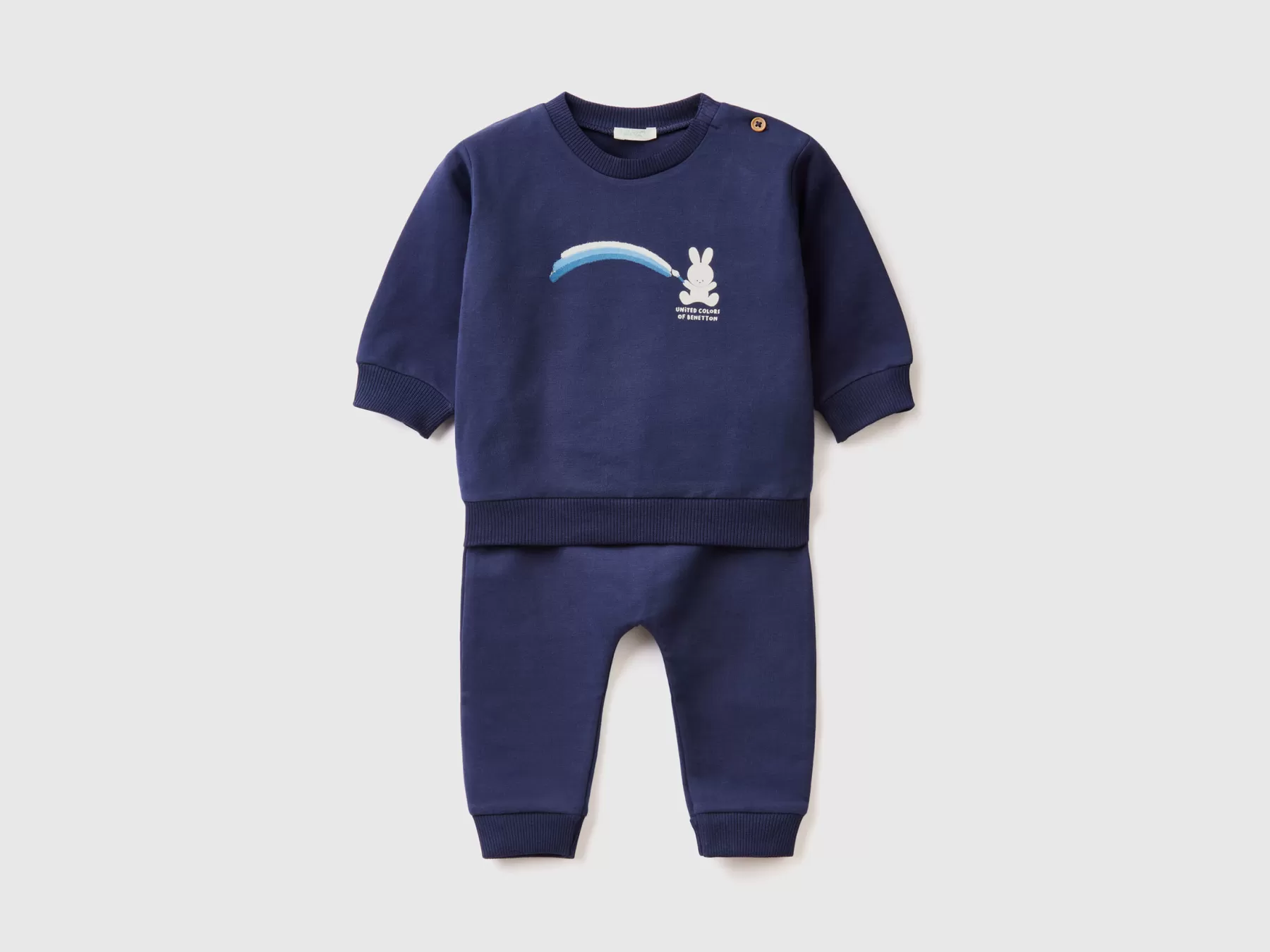 Benetton Completino In Felpa Leggera Blu Scuro Cheap