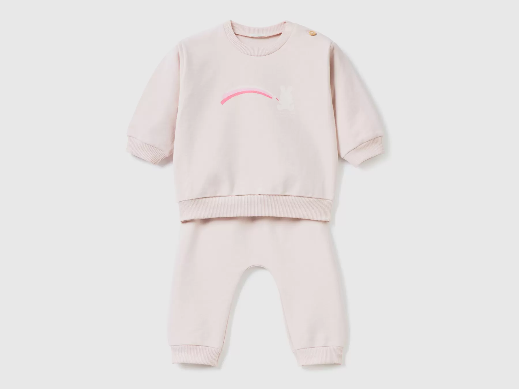 Benetton Completino In Felpa Leggera Rosa Tenue Flash Sale