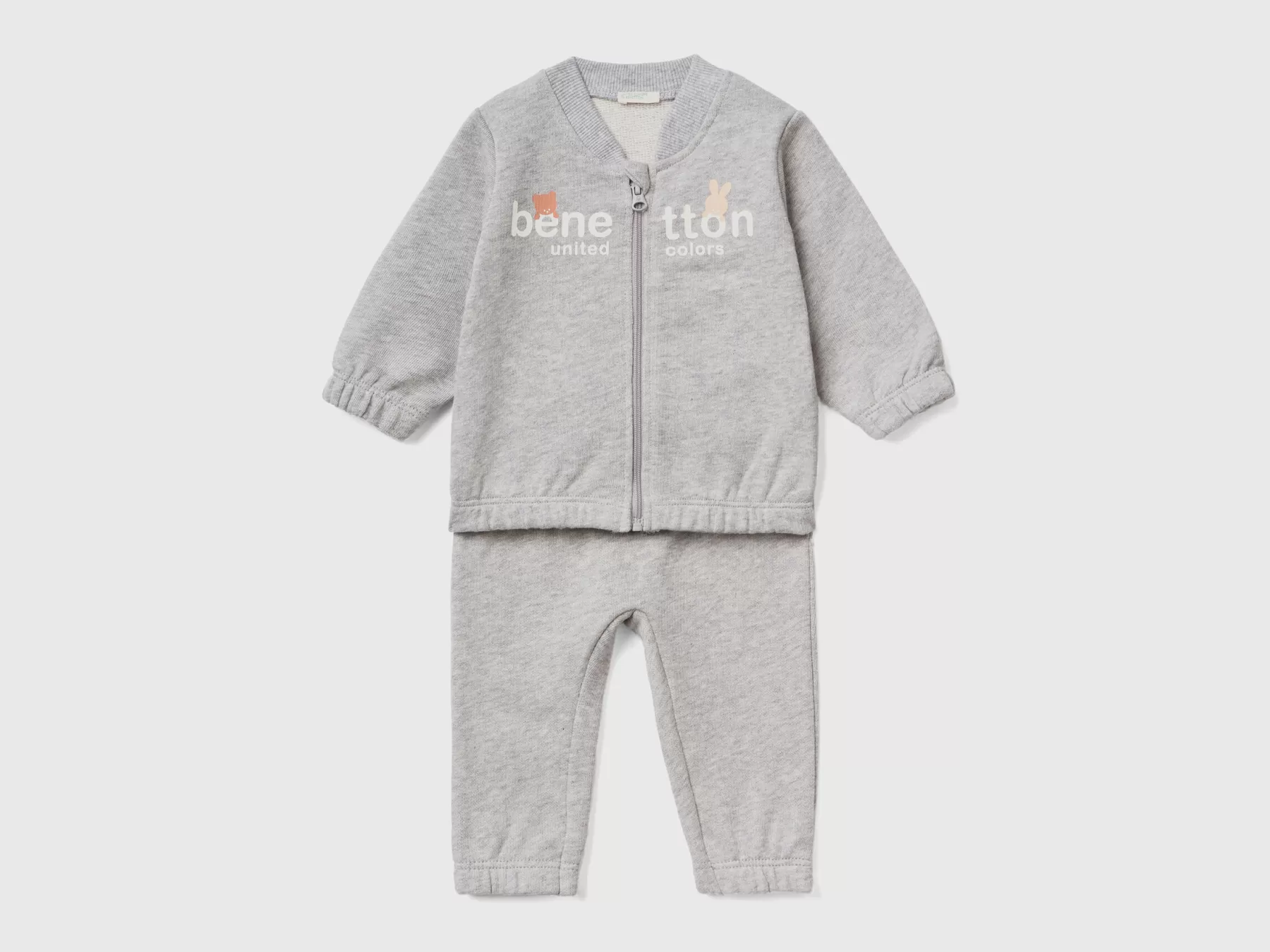 Benetton Completino Sportivo In Felpa Grigio Chiaro Best Sale